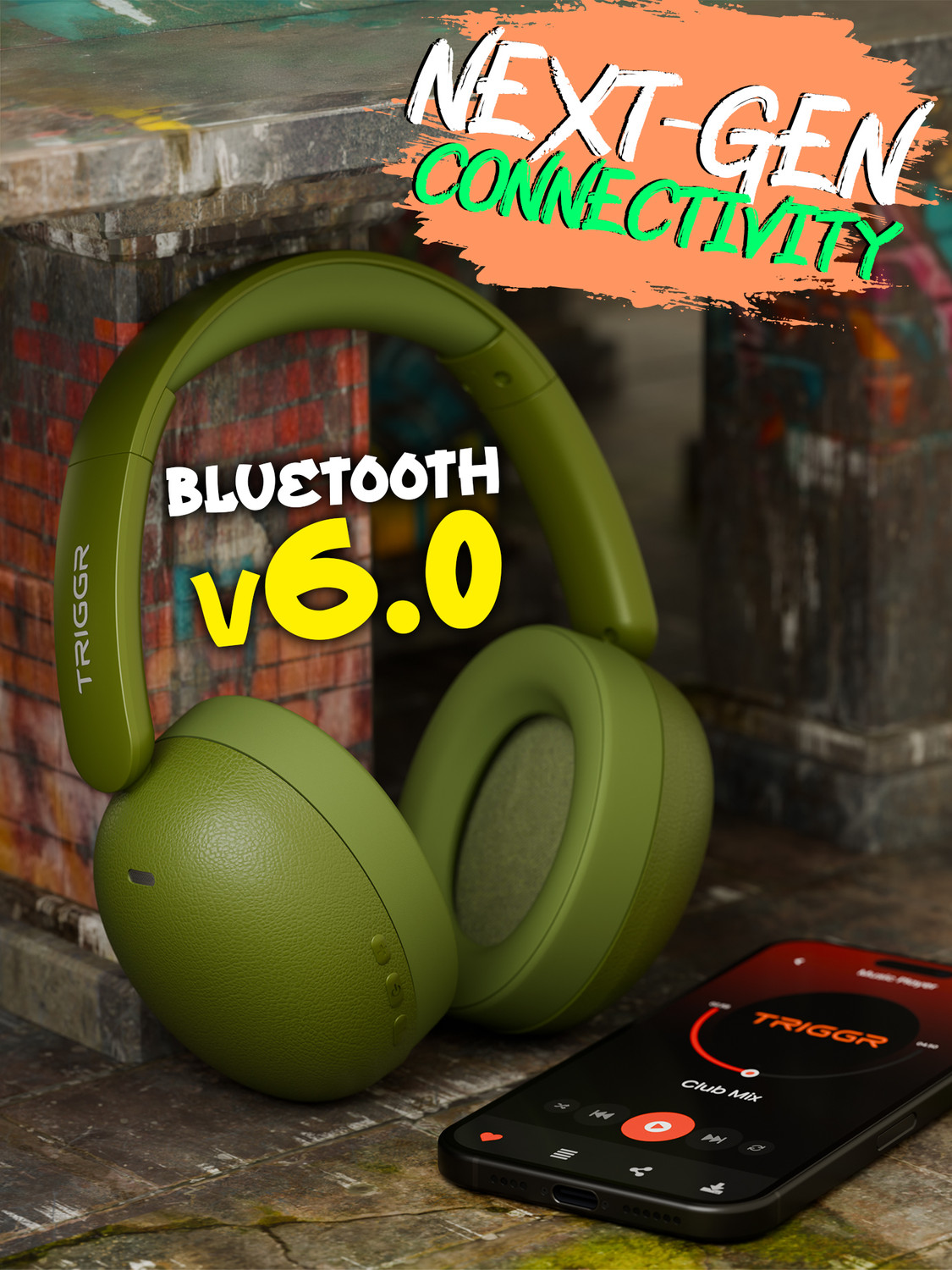 Image of TRIGGR Punkheadz Z3 with BT v6.0, 50H Battery, Dual Pairing, 40mm Drivers, ENC Bluetooth