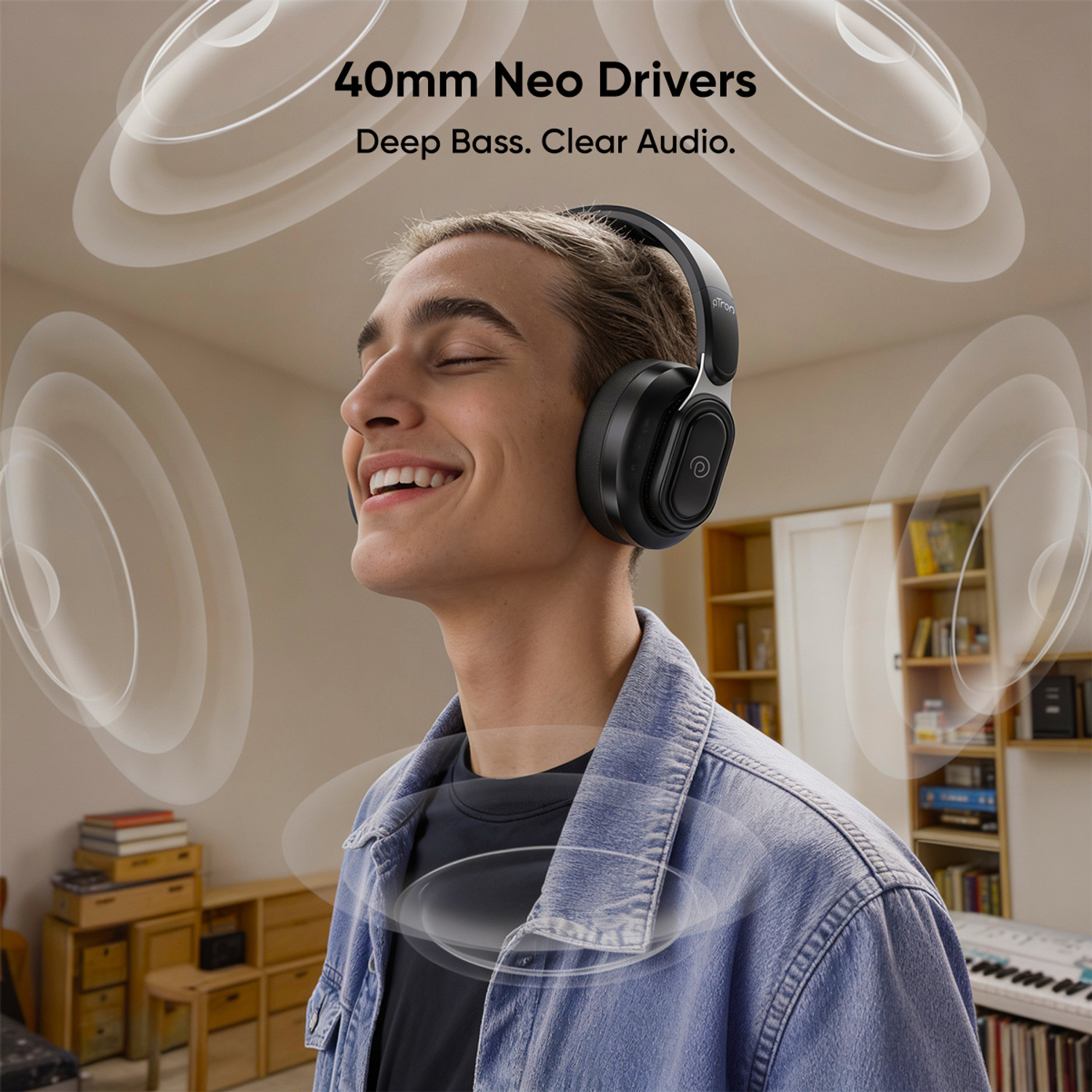Image of PTron Studio Urban 40dB ANC,Dual-Device Pairing,65Hrs Playtime,AI-ENC Calls,Custom EQ Bluetooth & Wired