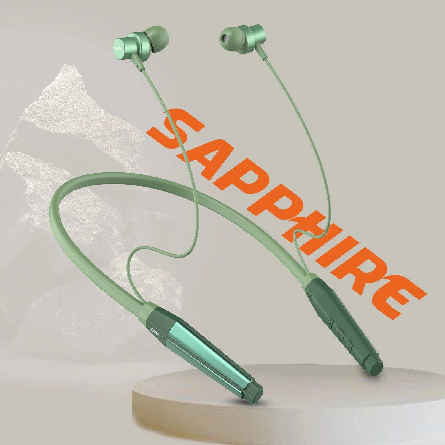 Image of Unix Sapphire 100 Hours,Type C Fast Charging,Magnetic Instant On /Off,EQ,Neckband Bluetooth
