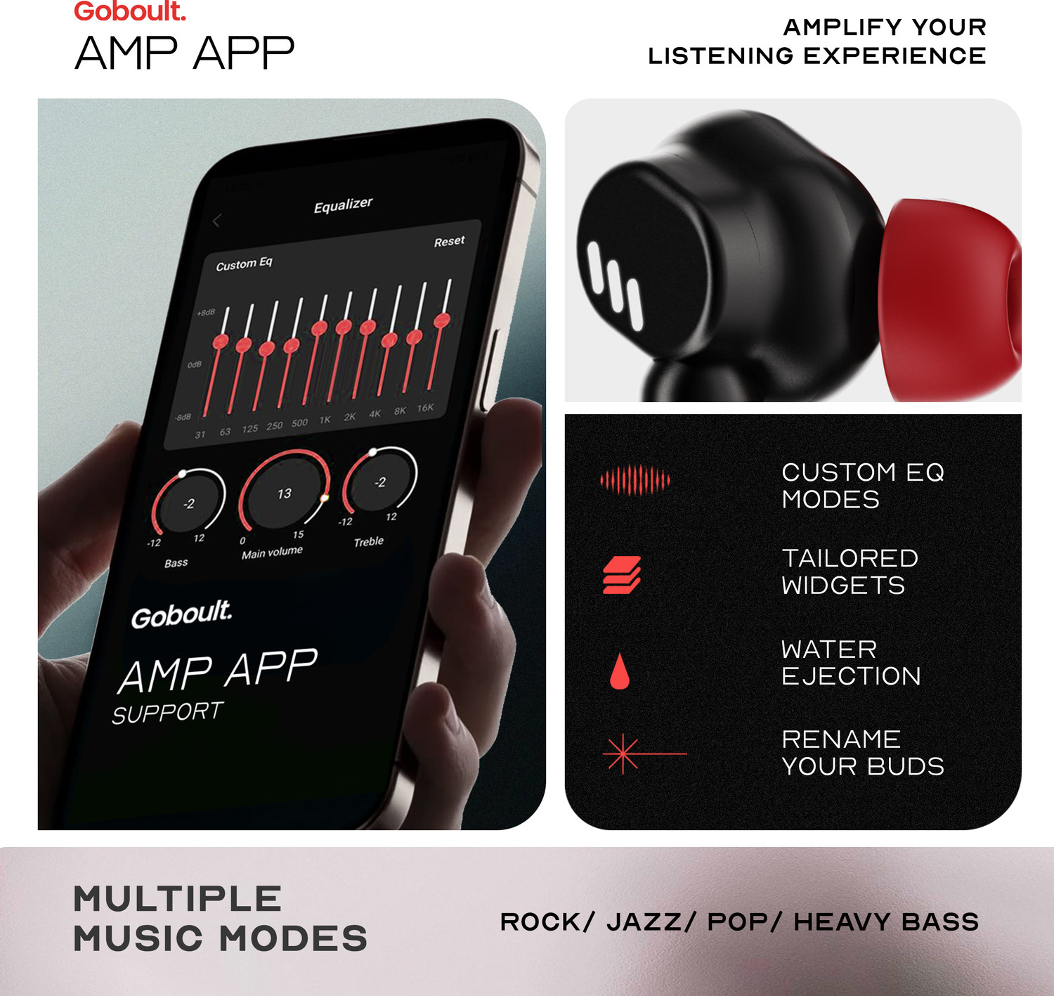 Image of GOBOULT Tenet Pro with ANC, 75H Playtime, 4 Mic ENC, Dual Pairing ,BT 6.0, 13mm Drivers Bluetooth