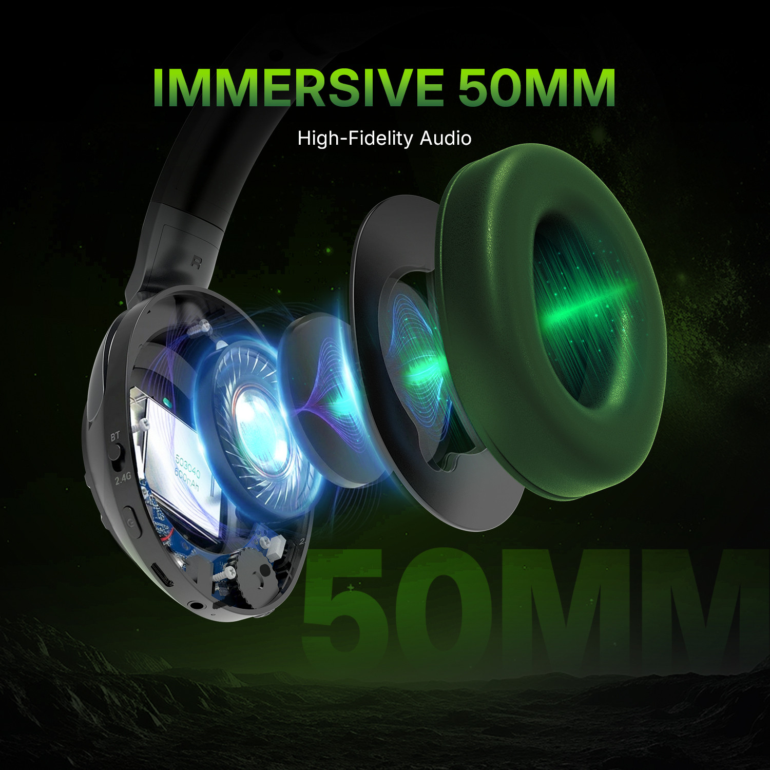 Image of SpinBot Ranger HX700 Tri-Mode with |ANC|20ms Low-Latency|RGB Light|Boom Mic|Dual2.4 GHz- Bluetooth & Wired Gaming