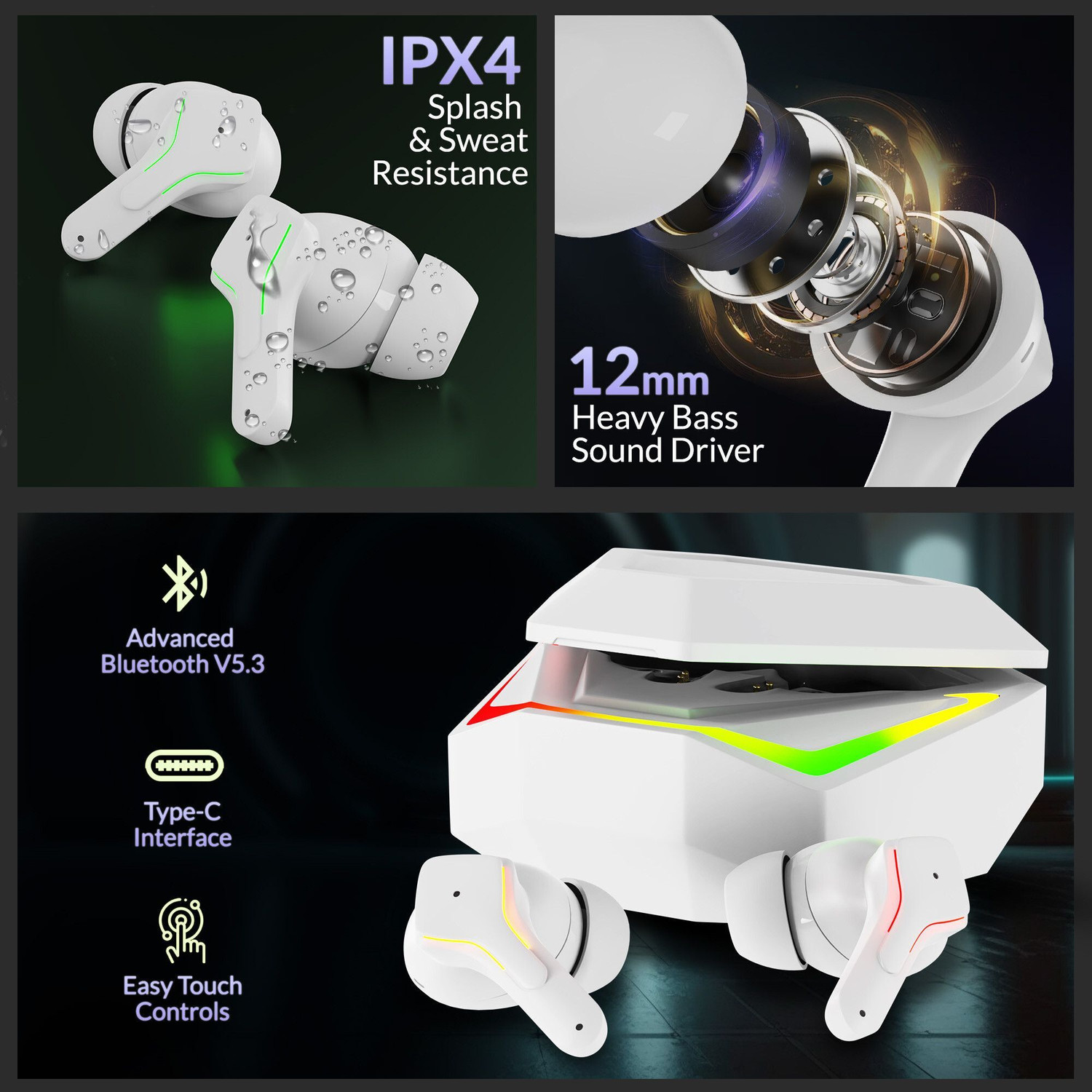 Image of Aroma NB138 Bound 32dB Active Noise Cancellation 60H* Fast Charging Earbuds Bluetooth