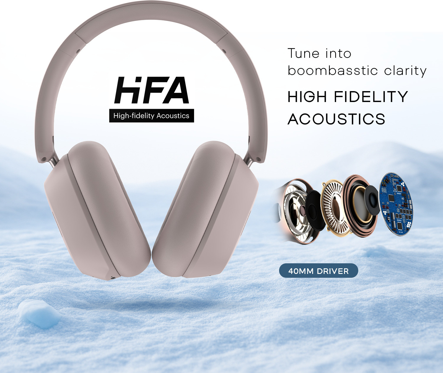 Image of Noise Airwave Max 5 with 80Hr Playtime, HFA Tech, Adaptive ANC (50dB) & Dual Pairing Bluetooth Headset (Mauve Haze, On the Ear)
