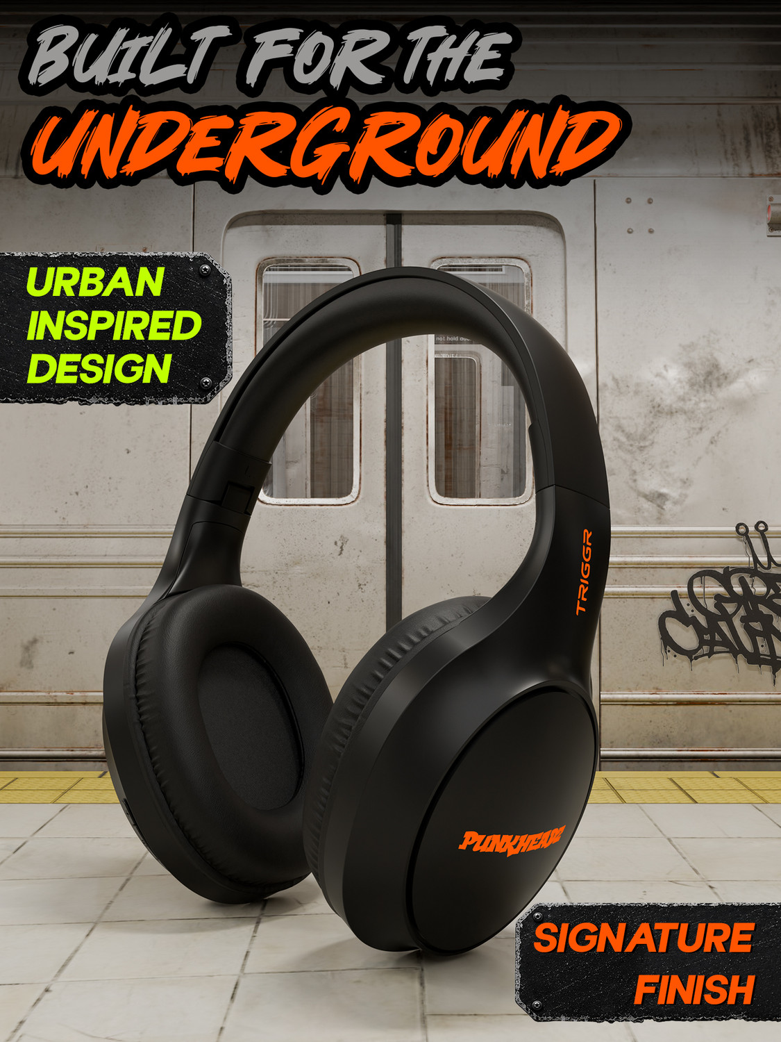 Image of TRIGGR Punkheadz Z5 with 50H Battery, Dual Pairing, 40mm Drivers, Gaming Mode, BT v6.0 Bluetooth