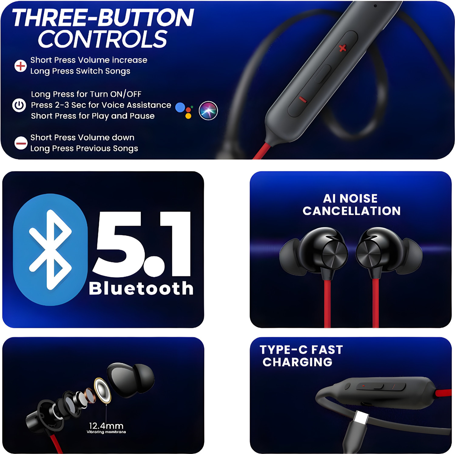 Image of GDS Z2 Bullets Wireless with Fast Charge, 63 Hrs Batery Life, Earphones with mic GZ7 Bluetooth & Wired