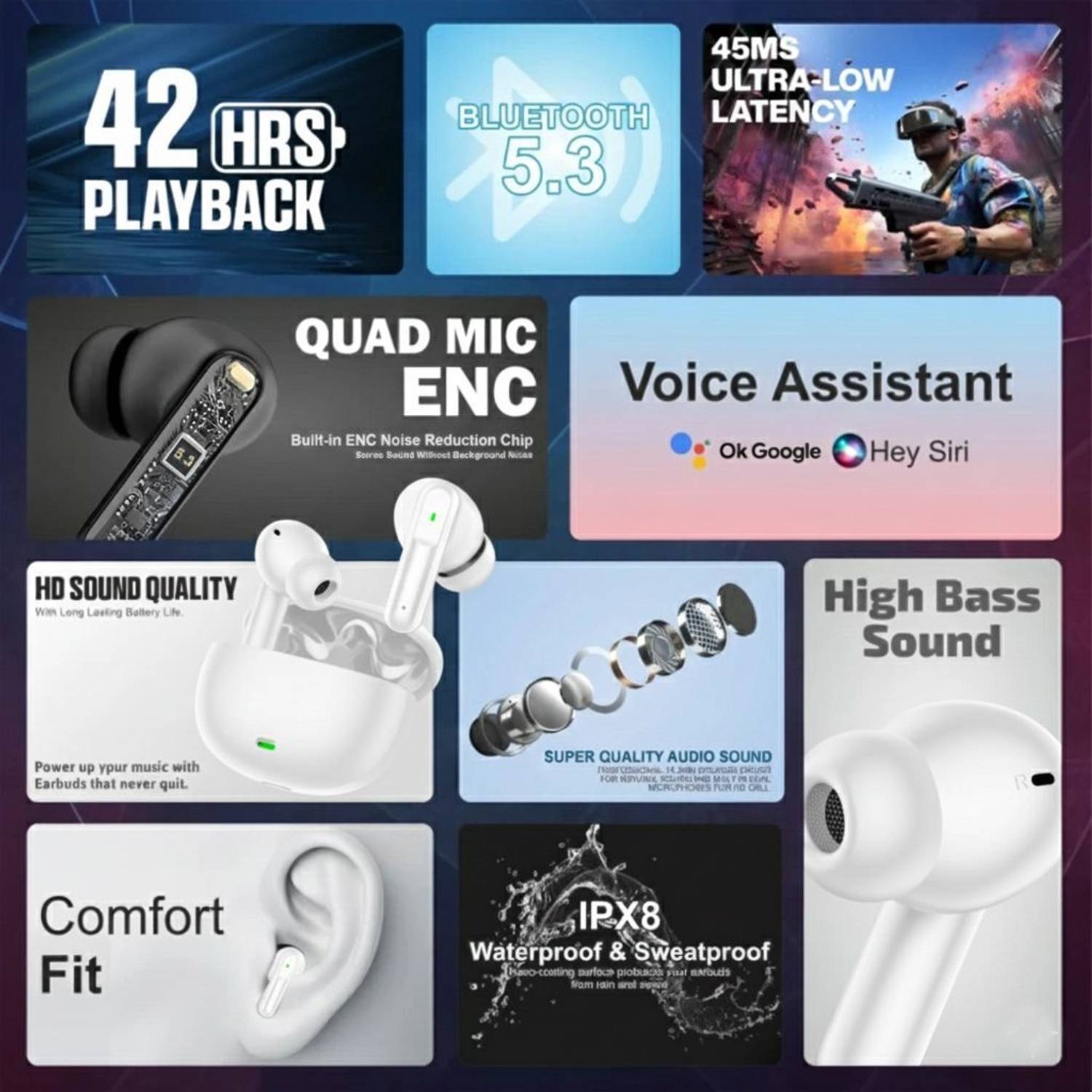 Raxiox Buds B151 with 48Hrs Playback, 12.2mm Drivers, IP55 - Image 2
