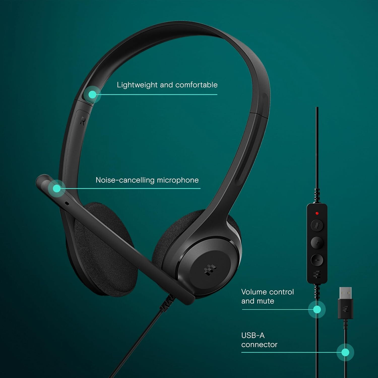Image of epos C1 USB-A Wired Headset with Mic, Noise-Canceling, Chrome-Certified Wired