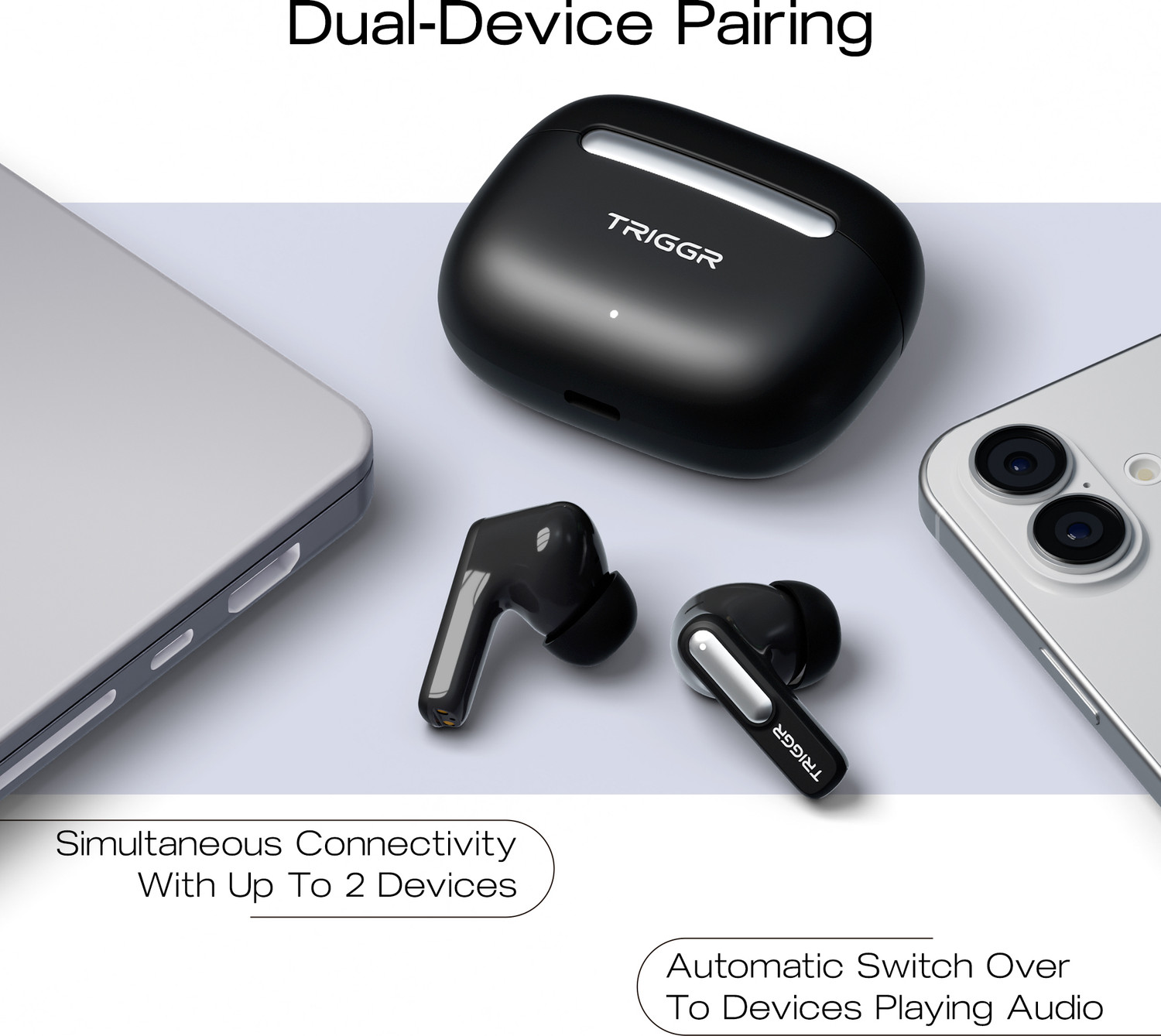 Image of TRIGGR Arcus One 60H Battery, 4 Mic ENC, Dual Pairing, Rubber Grip, 13mm Drivers, v6.0 Bluetooth