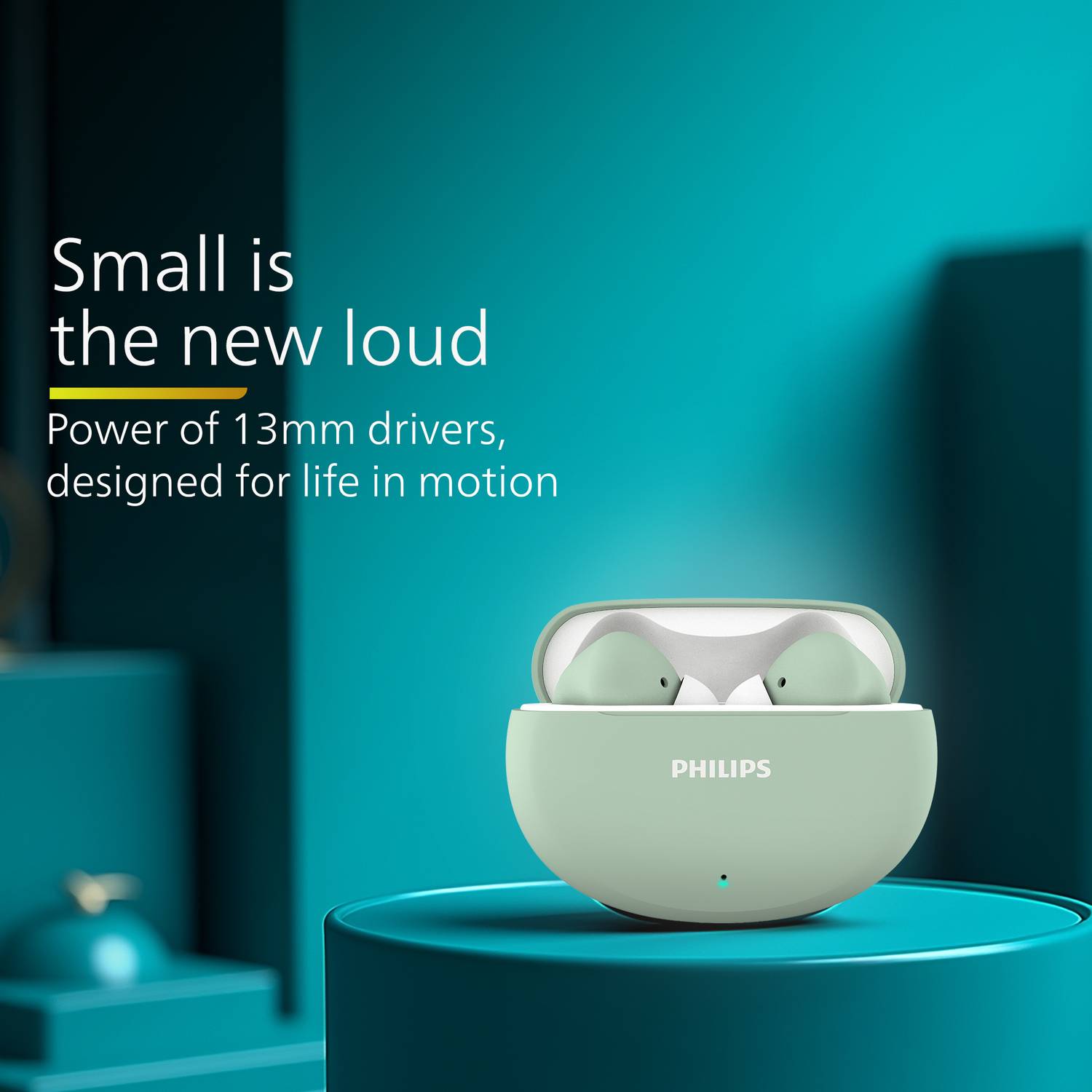 Philips TAT1269 TWS Earbuds, 40H Playtime, Frosty Green - Image 2