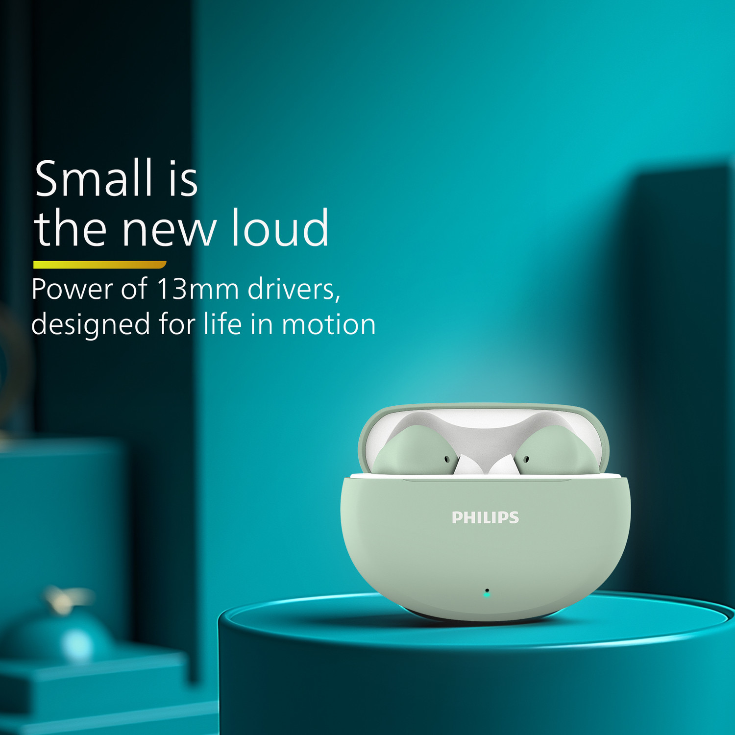 Image of PHILIPS TAT1269 TWS Earbuds, 40H Playtime, BT 5.4, IPX5, Frosty Green Bluetooth