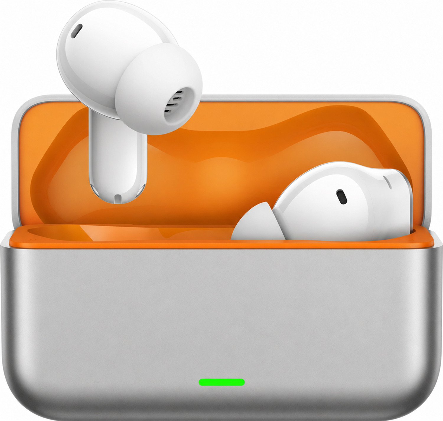 Image of AMS Buds T500 Pro with 50dB ANC|12.4mm Hi-res Drivers|Spatial Audio|56 Hrs Playtime Bluetooth Headset (Orange, True Wireless)