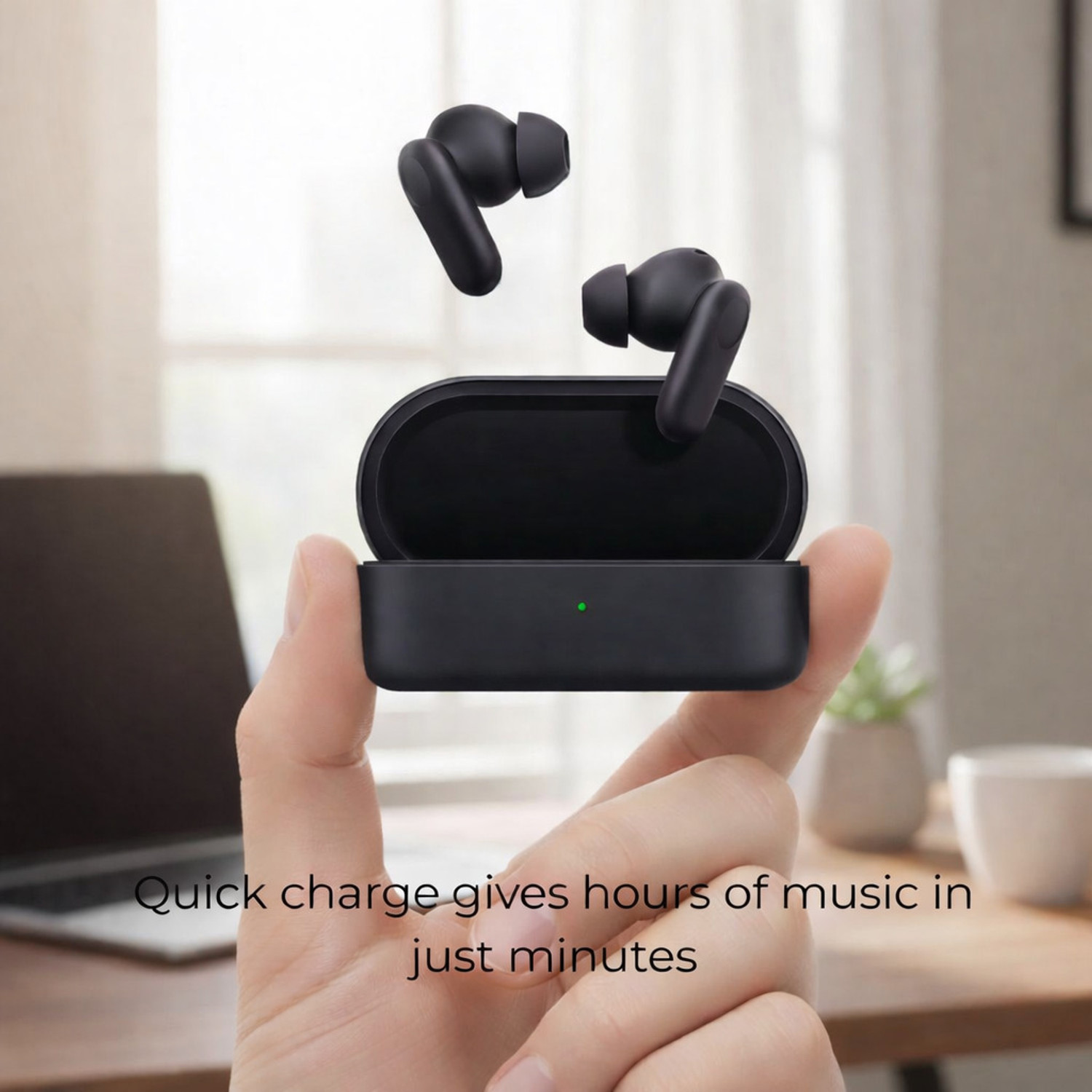 Image of Lynacz Original Compatible with One-Plus Nord Buds 2R Earbuds with Mic, AI Clear Call - (Black) Bluetooth