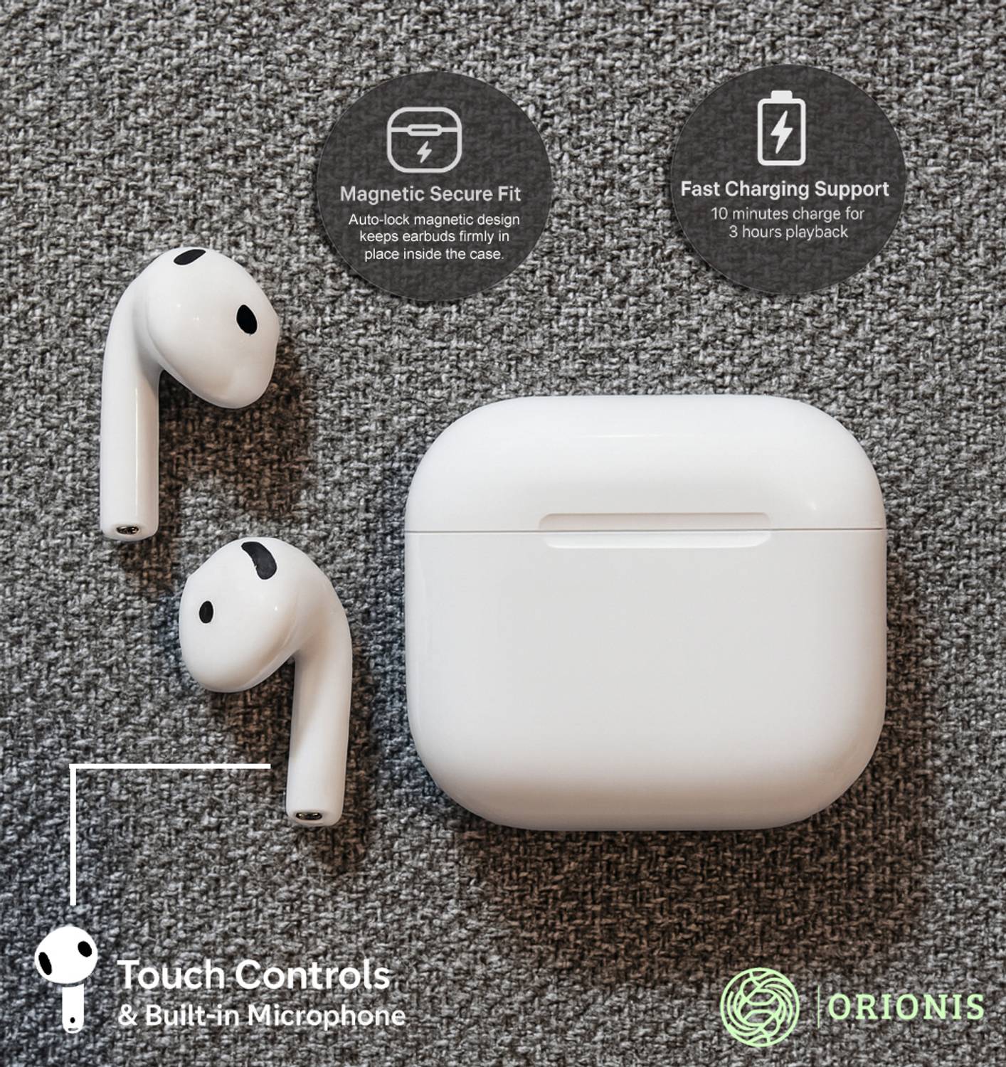 Orionis AirPodss 4 (ANC) Wireless Earphones with Spatial Audio