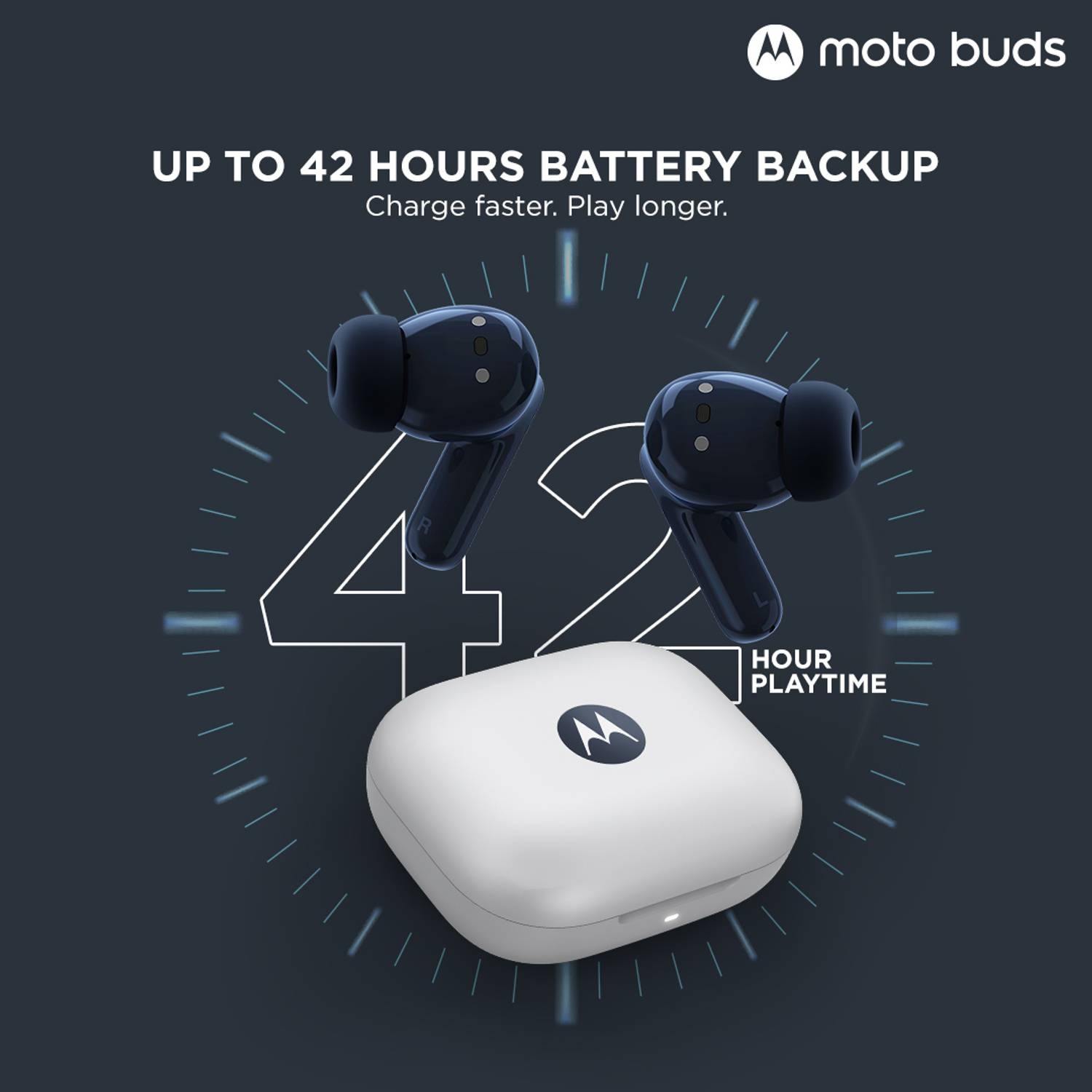 MOTOROLA Moto Buds with Hi-Res Audio, 12.4mm Driver, 42hrs Playback - Image 5