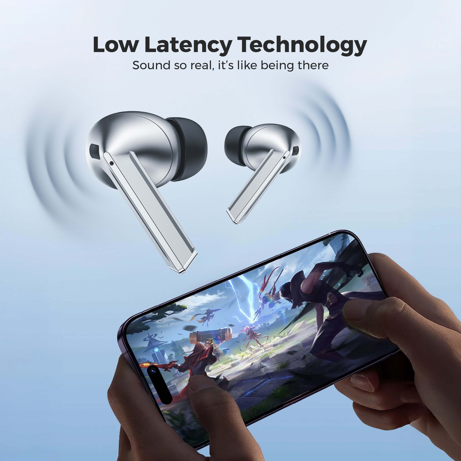 Image of Ubon J37 Airtiger Pro 4 ENC Mic Earbuds, 45Hrs Battery, v5.4, Powerful Bass Driver Bluetooth Headset (Gray, True Wireless)