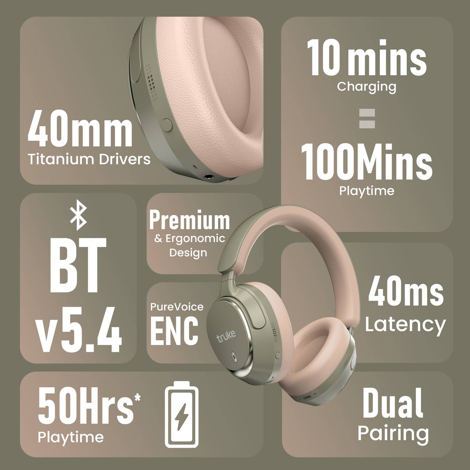 truke Aura Bass Bluetooth Headphones - Image 2