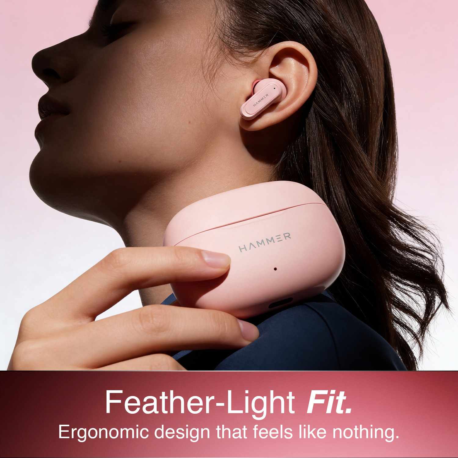 Image of Hammer Airflow Neo Bubblegum Earbuds with 80H Playtime, 13mm Driver, 40ms Gaming Mode Bluetooth