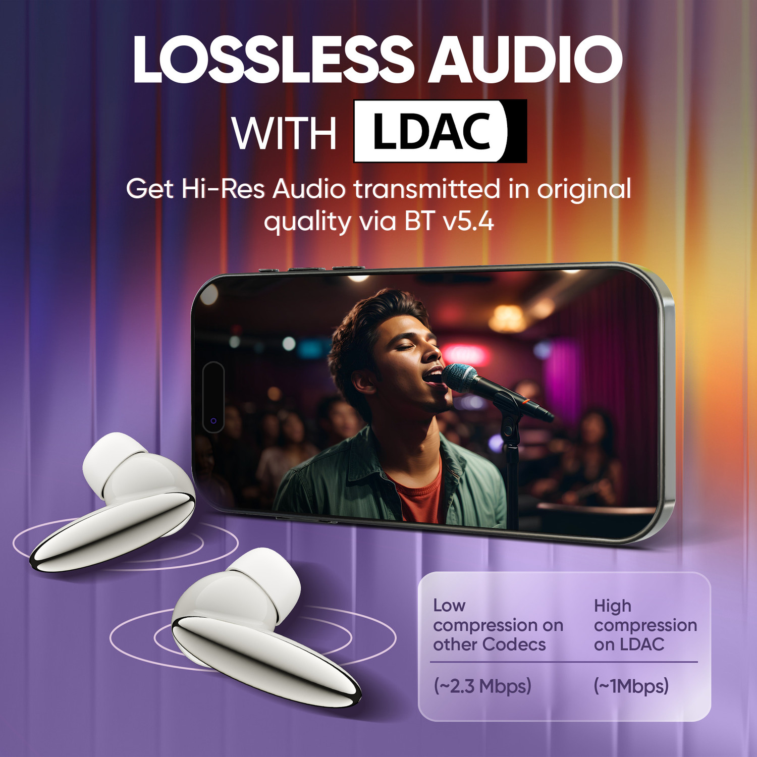 Image of Mivi SuperPods Hype TWS New Launch, 38dB ANC, Hi-Res Audio, LDAC, 60H, BT v5.4 Bluetooth