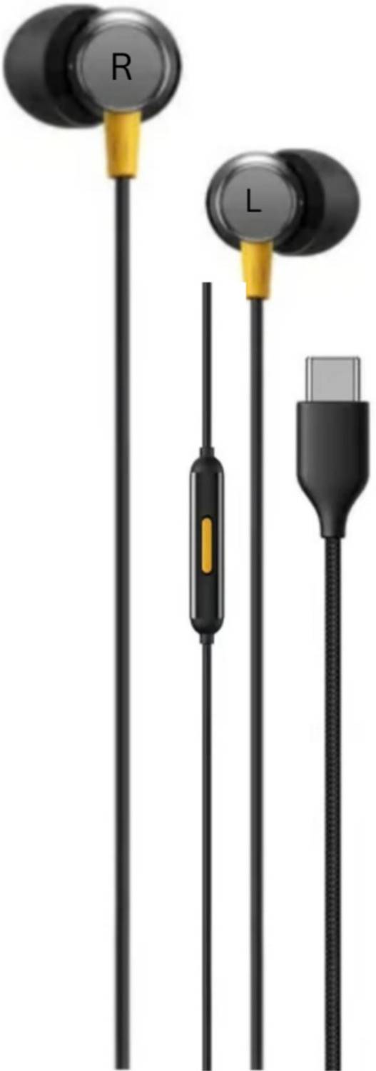 BlitzAmp Type-C Wired Earphones Compatible for Realme Buds 3, HD Sound, Deep Bass & Mic Wired