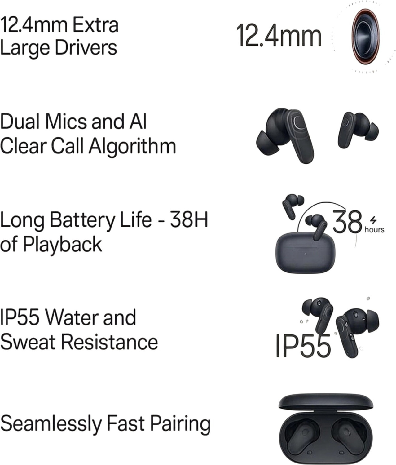 Image of DYE VRGIN True Wireless Earbuds Nord R2 CE Mobile Earbuds with Mic 2r, 12.4mm Drivers1 Bluetooth