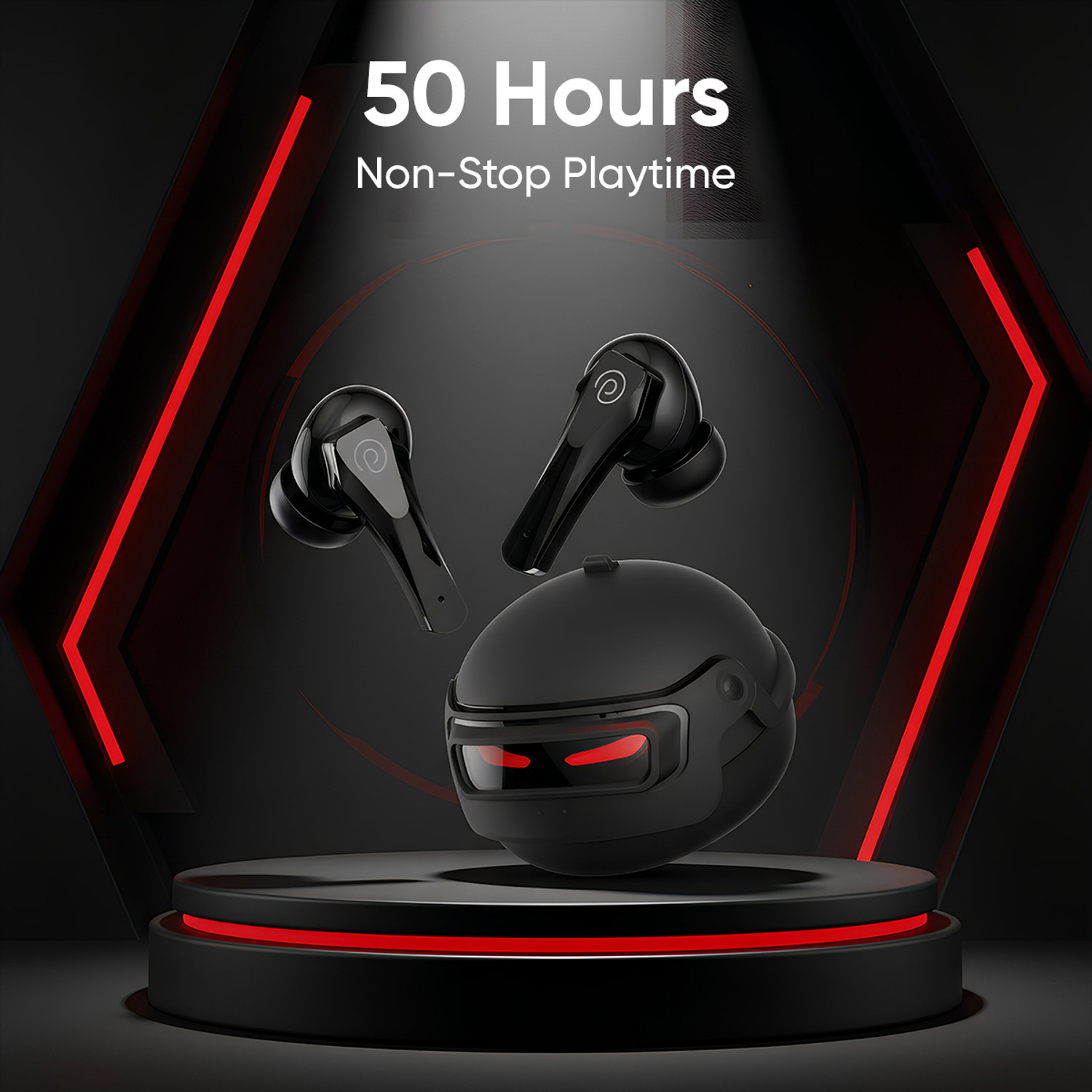 Image of PTron Bassbuds Surge w / 40ms Low Latency Gaming,50Hrs Playtime,Mobile App,AI-ENC Calls Bluetooth