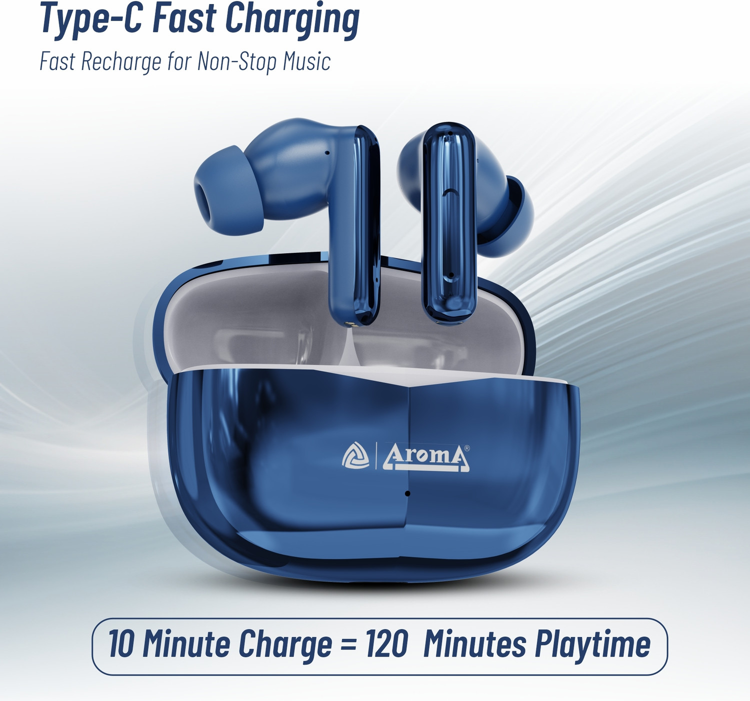Image of Aroma TWS1 V5.4 Upto 60Hr Playtime*, ENC, Dual Paring, Fast Charging, Heavy Bass Bluetooth