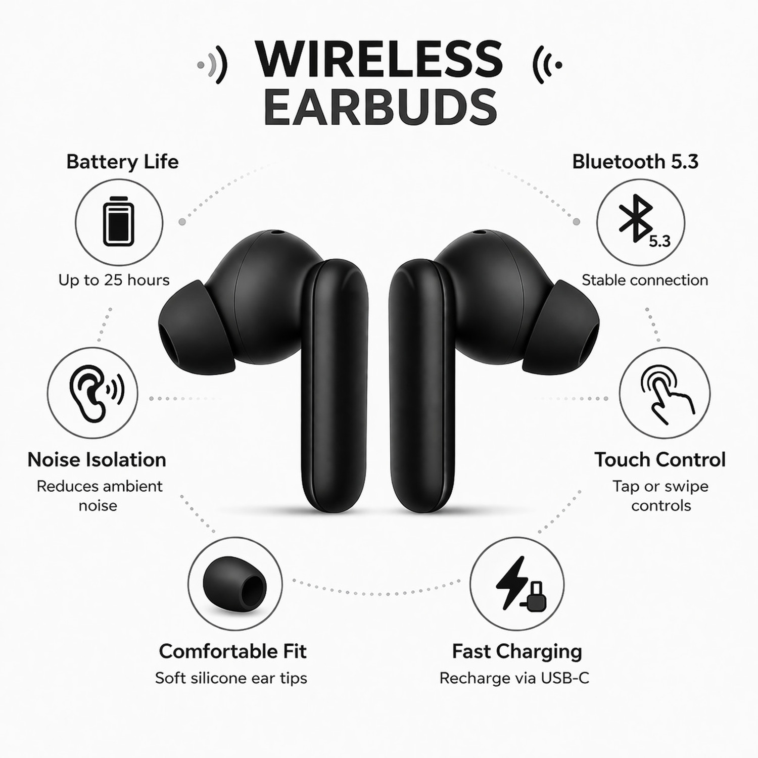 Image of ALBROST ORIGINAL 1 plus compatible bluetooth headset buds 2R-62 Bluetooth Gaming