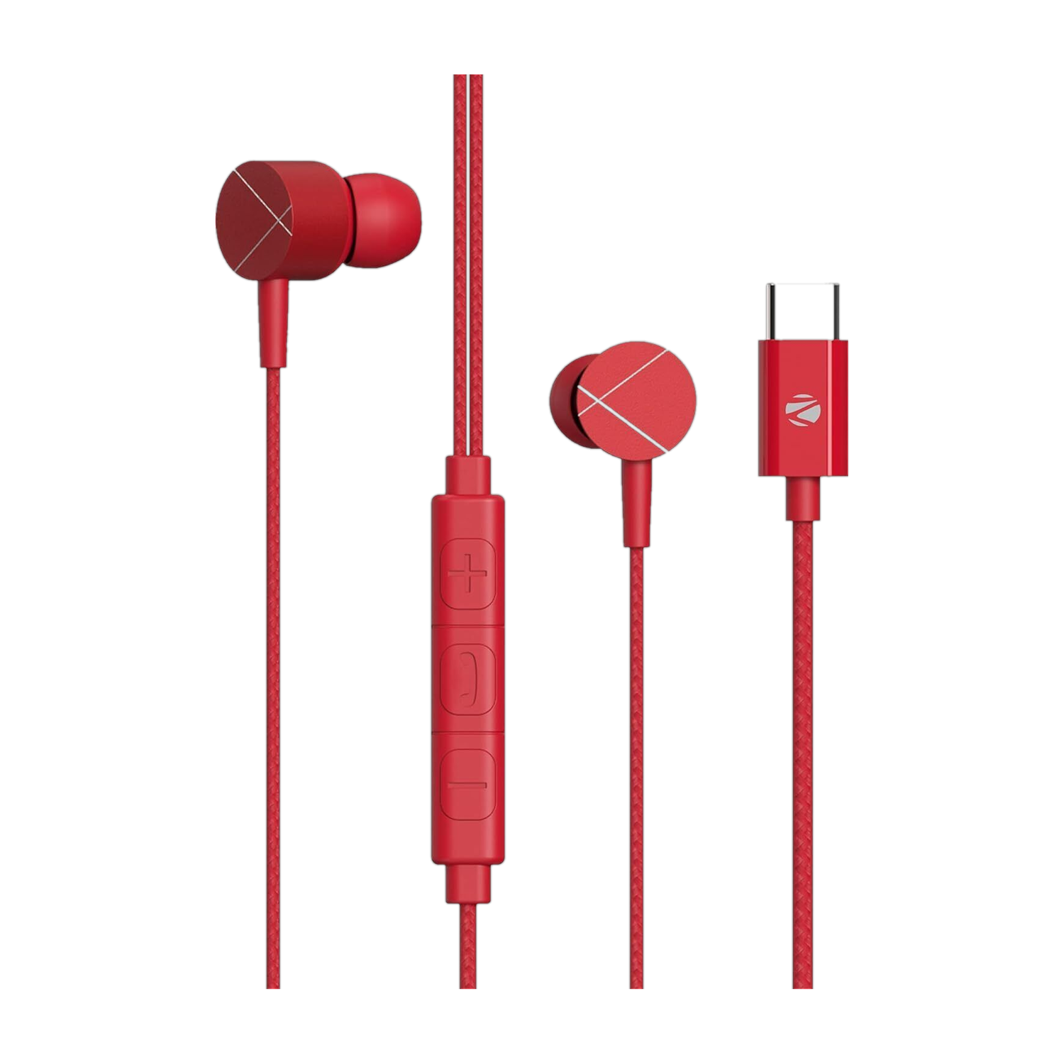 ZEBRONICS Zeb-Buds C2, Type-C , In-Line Mic, 10mm Drivers, Metallic Design, Braided Cable Wired