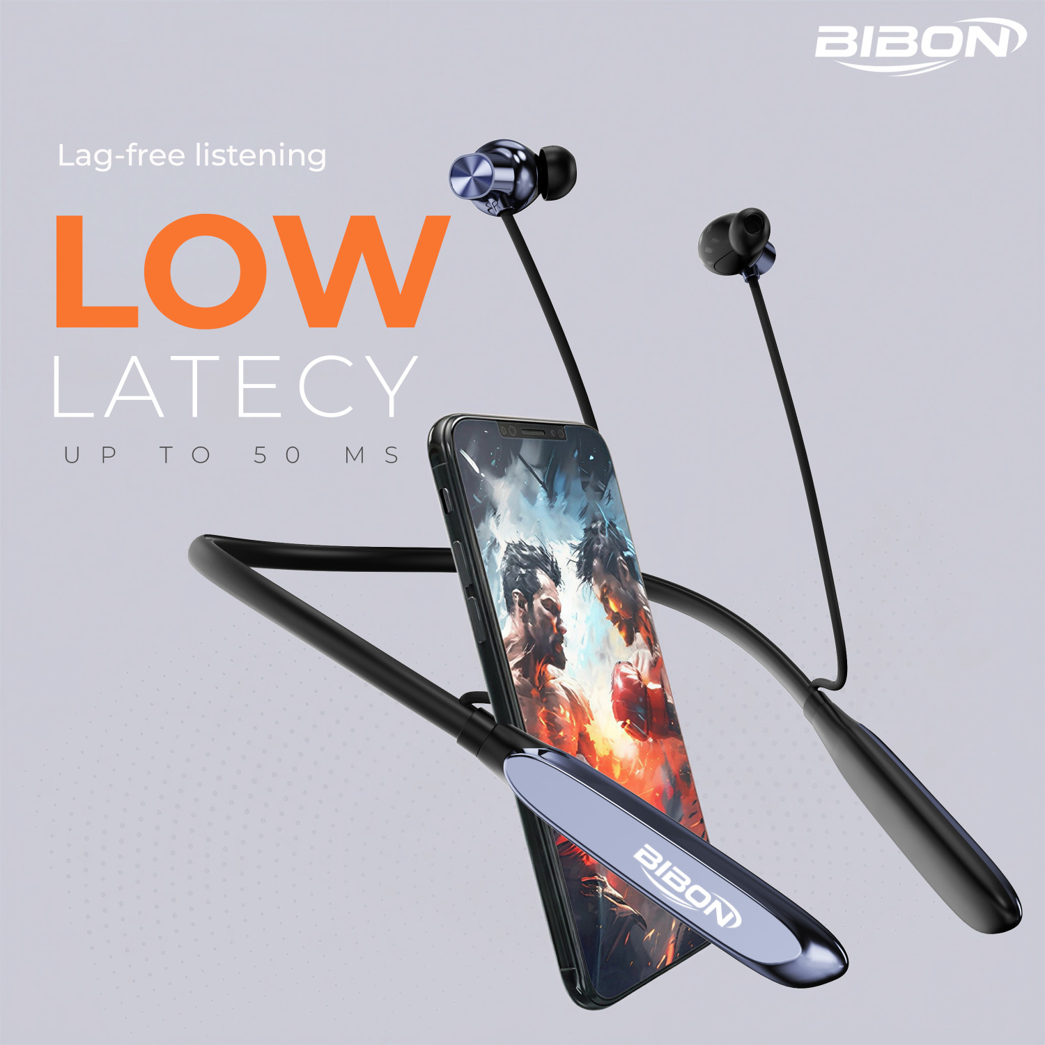 Image of BiBon FANTASY - MAGNETIC POWER OFF /ON 48Hr Playtime Headphone Neckband-8 Bluetooth