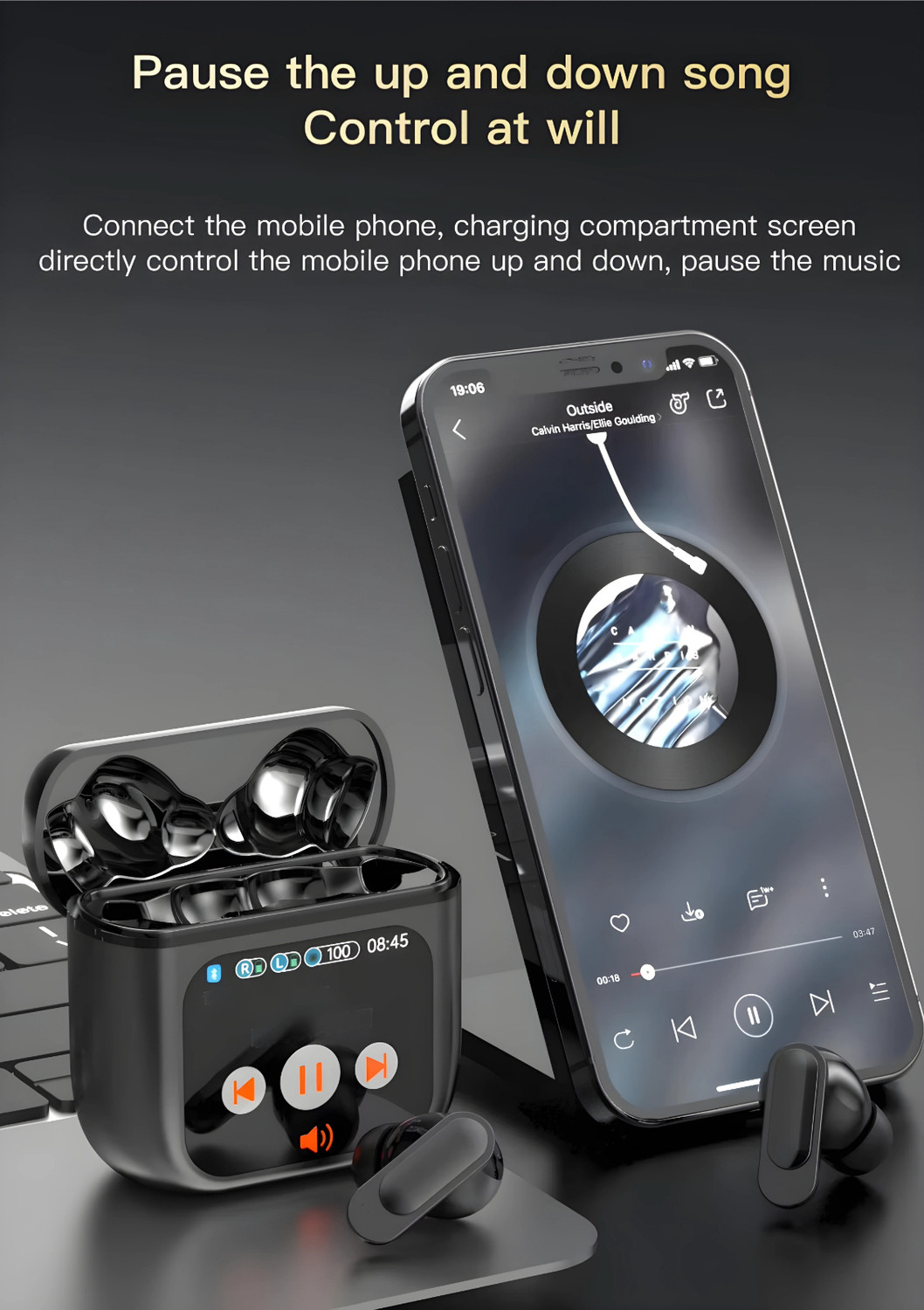 Image of reason SE-60 Touch Screen TWS with 32db ANC + ENC Premium Earbuds, Low Latency Gaming Bluetooth