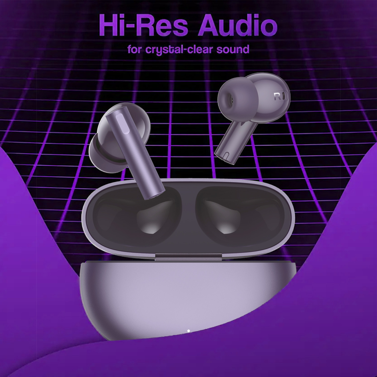 Image of AMS Buds Air 6 with 50dB ANC, 360 Spatial AI Audio, Hi-Res LHDC and 40 hr Playtime Bluetooth Headset (Purple, True Wireless)