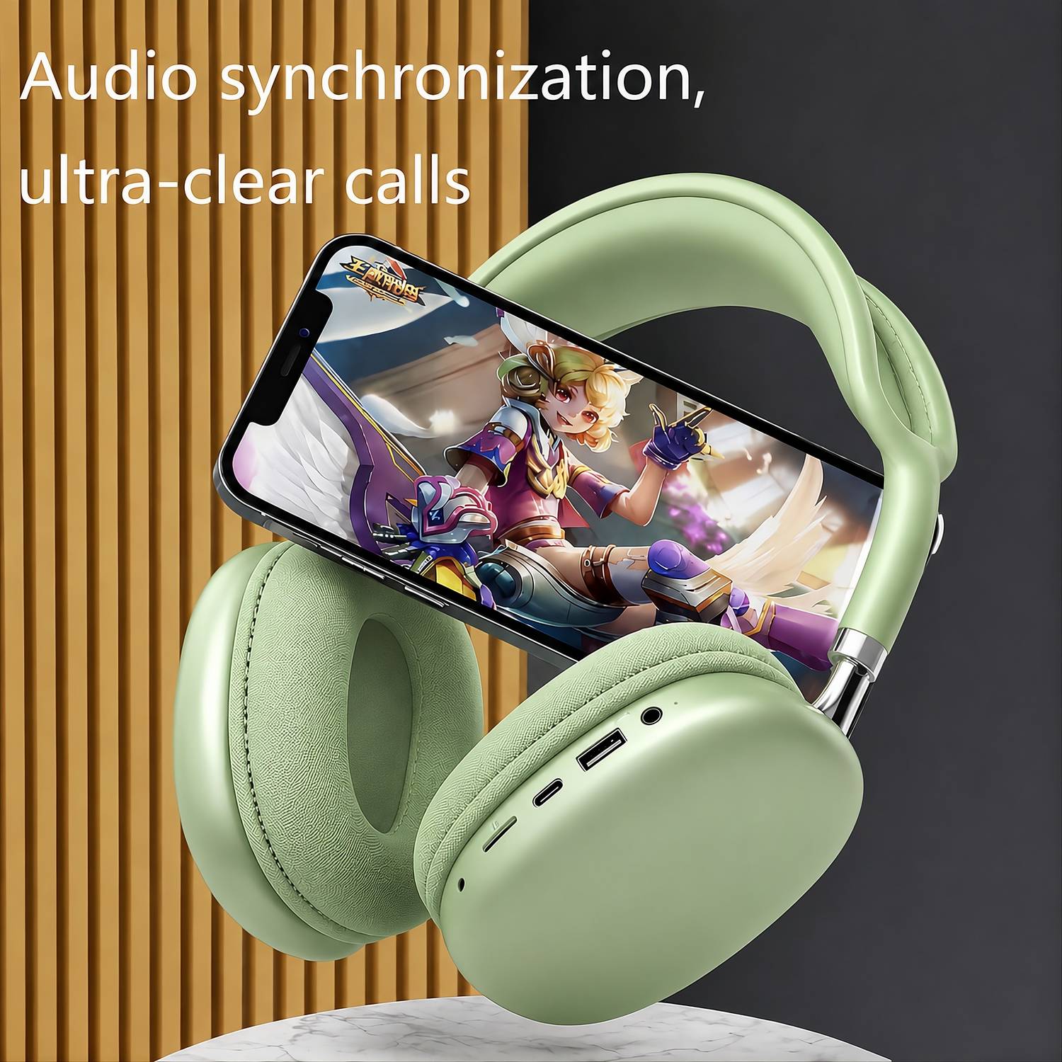 RAJUCO P9 Green Bluetooth Wireless Over Ear Headphones - Image 5