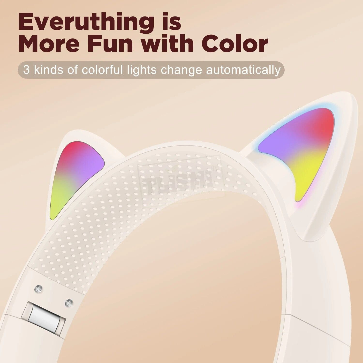 Image of Tlismi Foldable Cute Cat Ear Bluetooth Headphones LED Light with Microphone for Kids Bluetooth & Wired