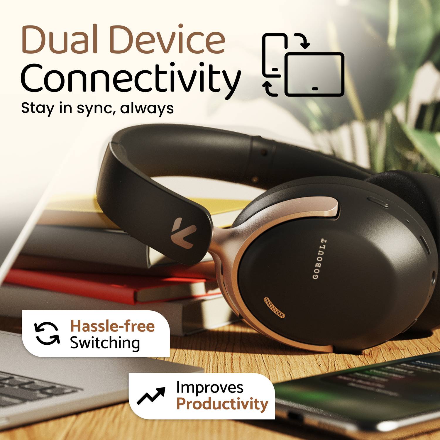 GOBOULT Soniq 70Hrs Battery Bluetooth Headphones - Image 5