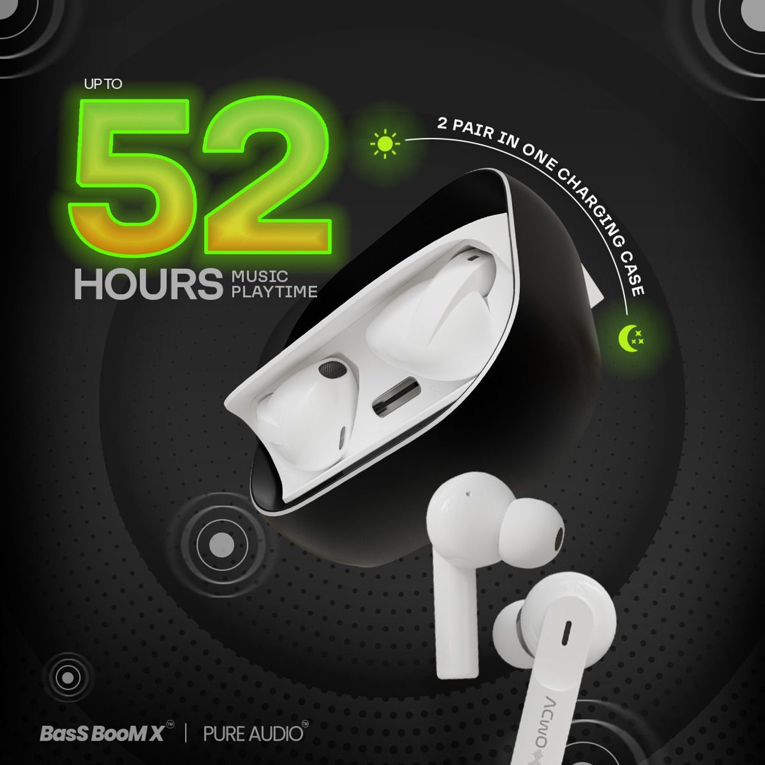 Image of ACwO DwOTS Fire 4-in-1 TWS, 52H Plytime, Wireless Charging, BasS Boom-X 13mm Drivers Bluetooth