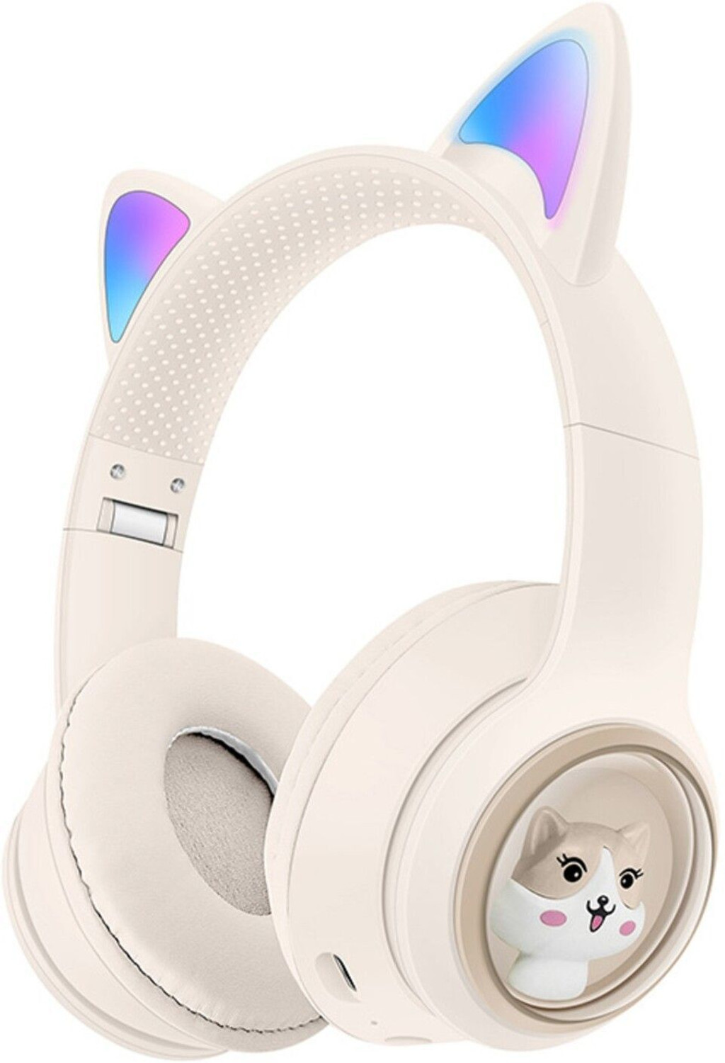 Image of Tlismi Foldable Cute Cat Ear Bluetooth Headphones LED Light with Microphone for Kids Bluetooth & Wired
