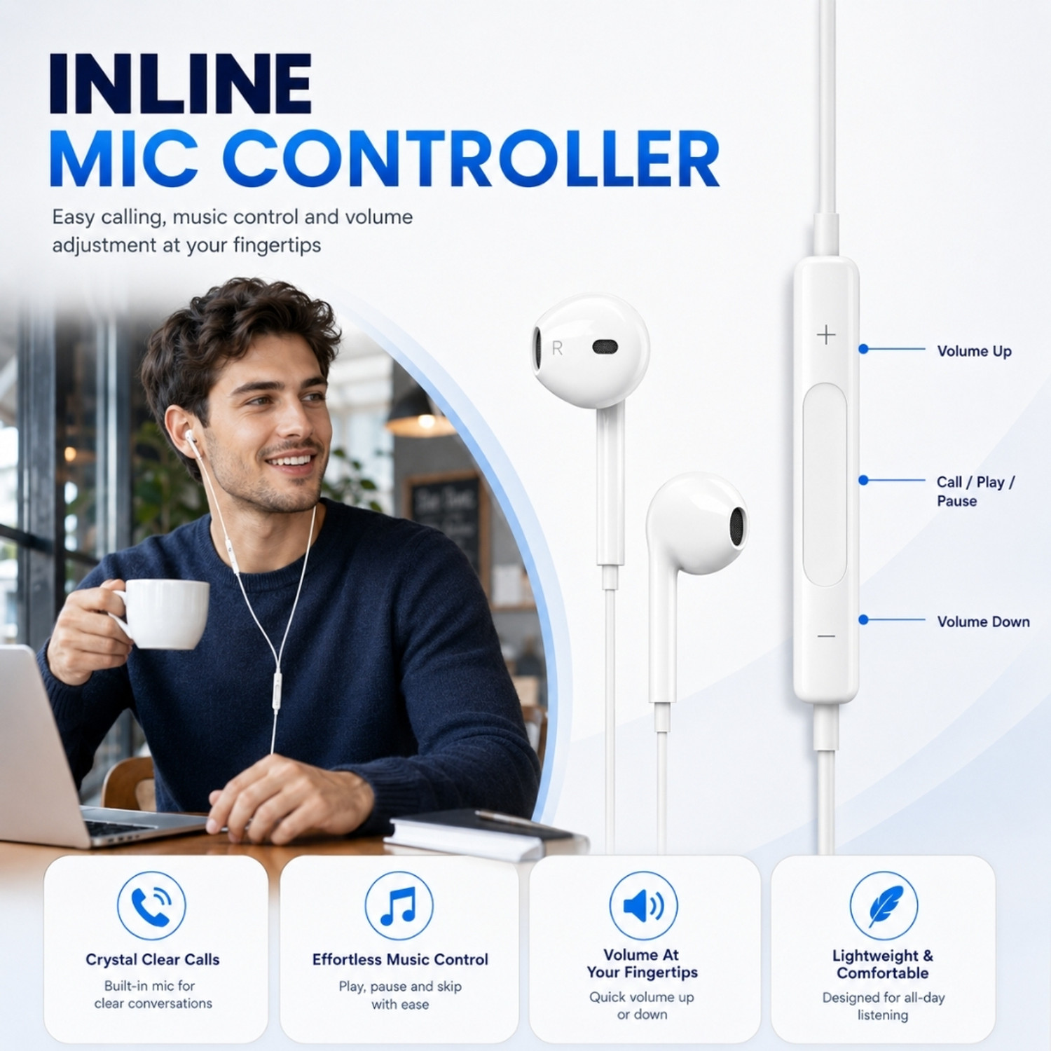 Image of uddo Original Type C Earphones | Iphone Earphone | e noise Isolation -Android iOS Wired