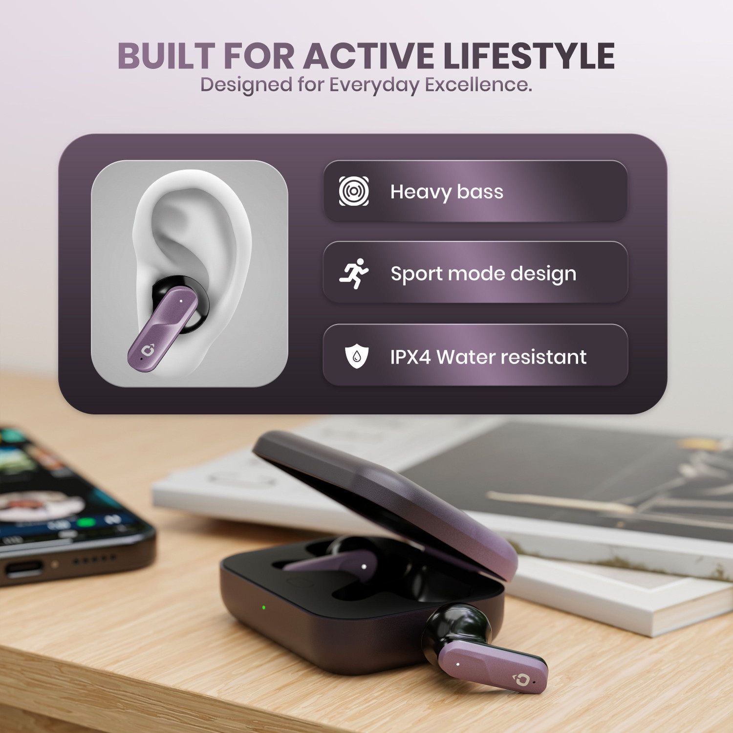 Image of Fitpro X ATOM Premium TWS Earbuds - HD Audio & Portable Charging Case Bluetooth