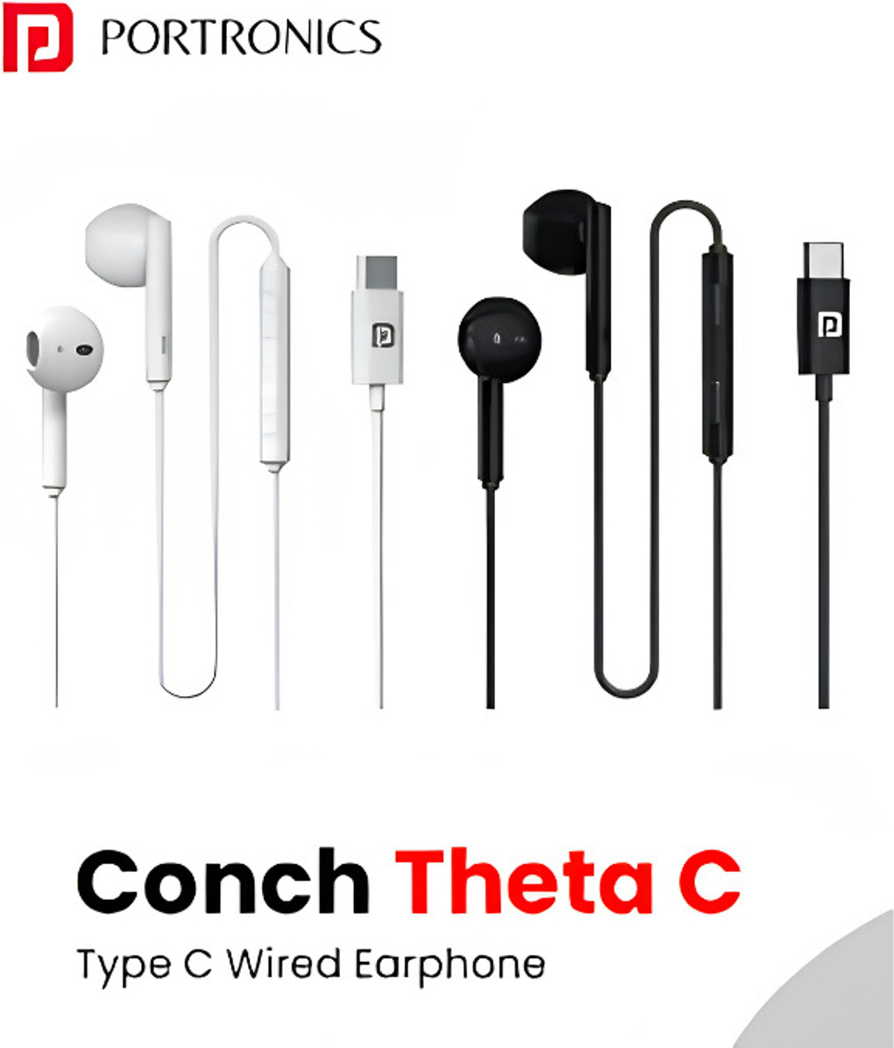 Image of Portronics CONCH THETA C IN LINE MIC POR 2148 WIRED EARPHONE WITH POWERFUL AUDIO Wired