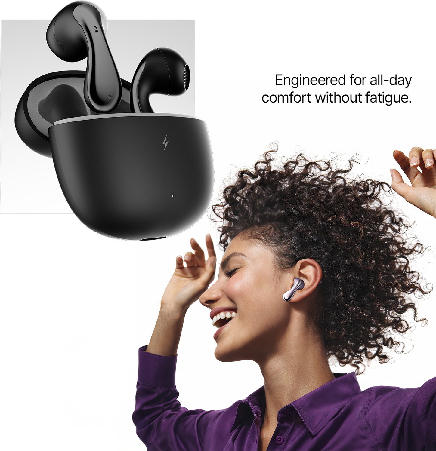 Image of Fire-Boltt Aero Lite TWS Earbuds, Custom EQ Profiles, 50H Battery, Quad Mic ENC, BT 5.4 Bluetooth