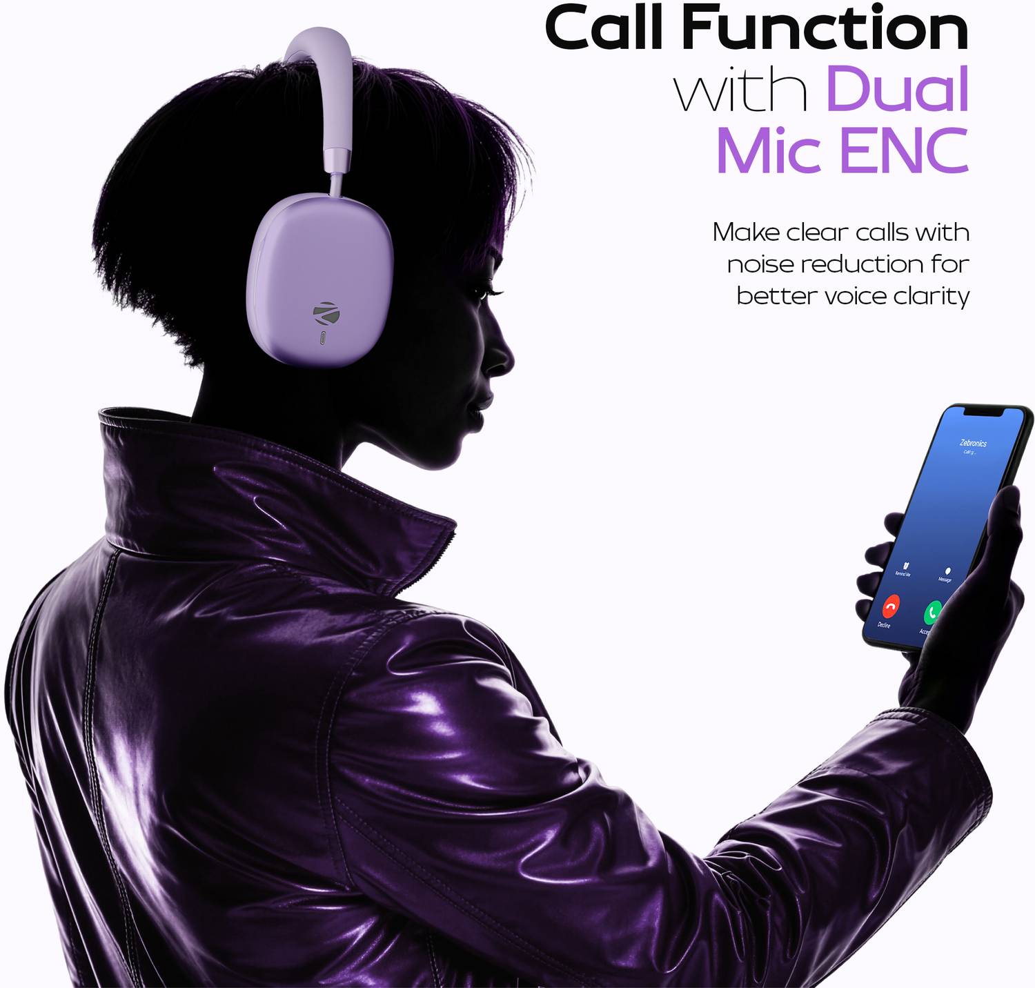 ZEBRONICS Zeb-Silencio 200T Bluetooth (Purple) - Image 5