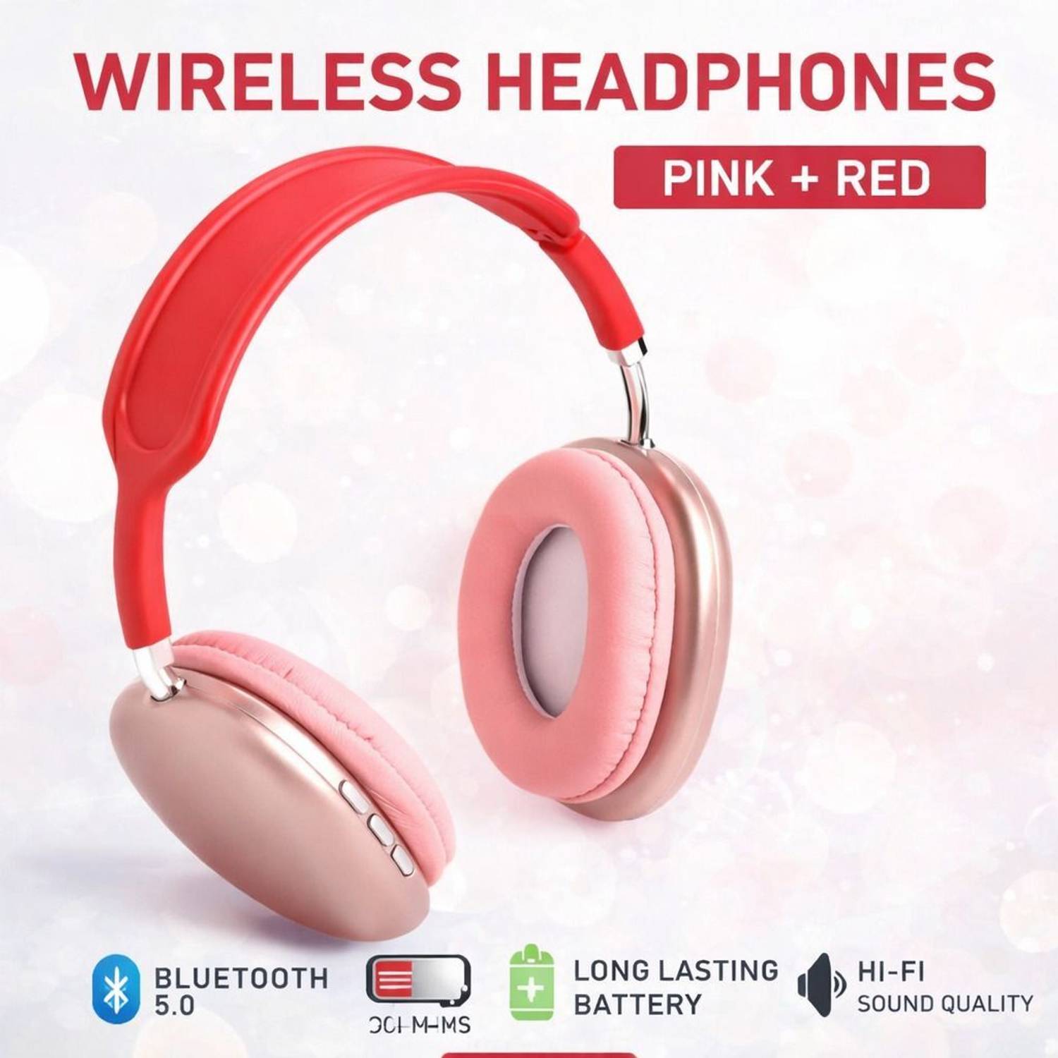 RUHIZEN P9 Plus Wireless On Headphones Deep Bass with Microphone