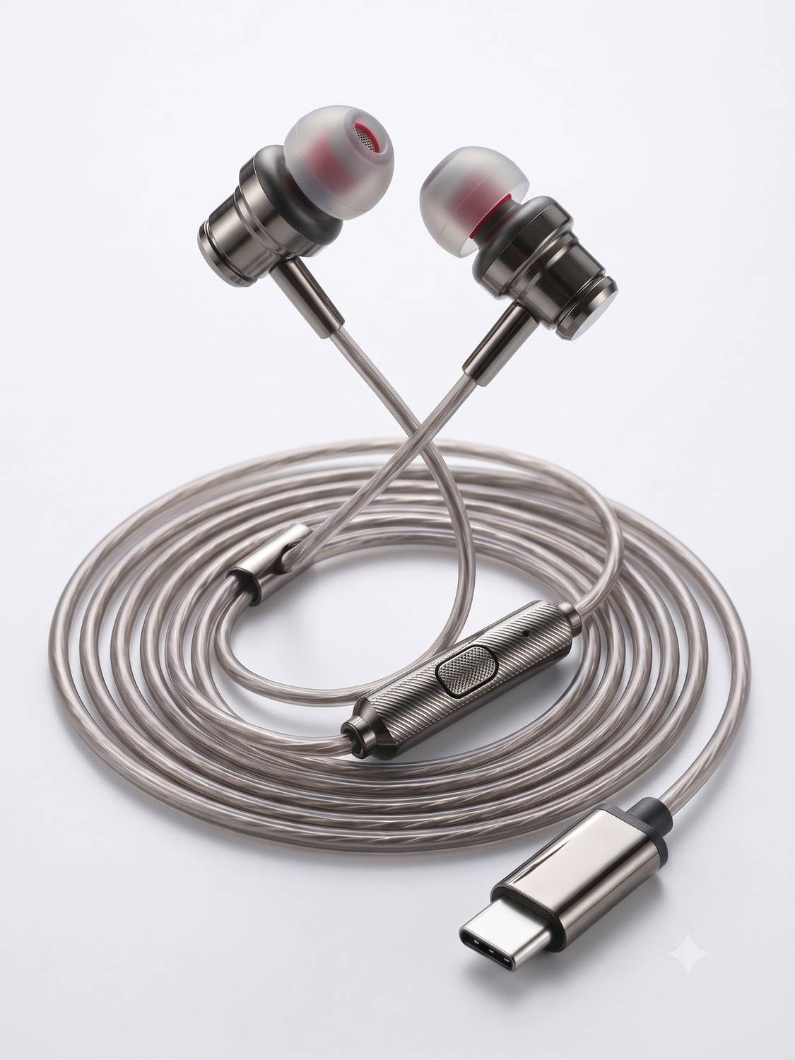 Burst Wired Type C Earphone Silver - Image 1