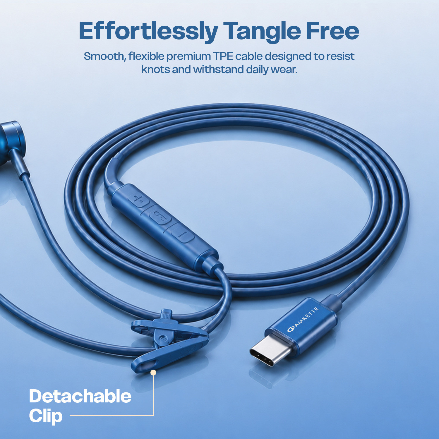 Image of AMKETTE Trubeats M15 Type C Wired Earphones with Mic, 10mm Drivers & 3 Button Control Wired