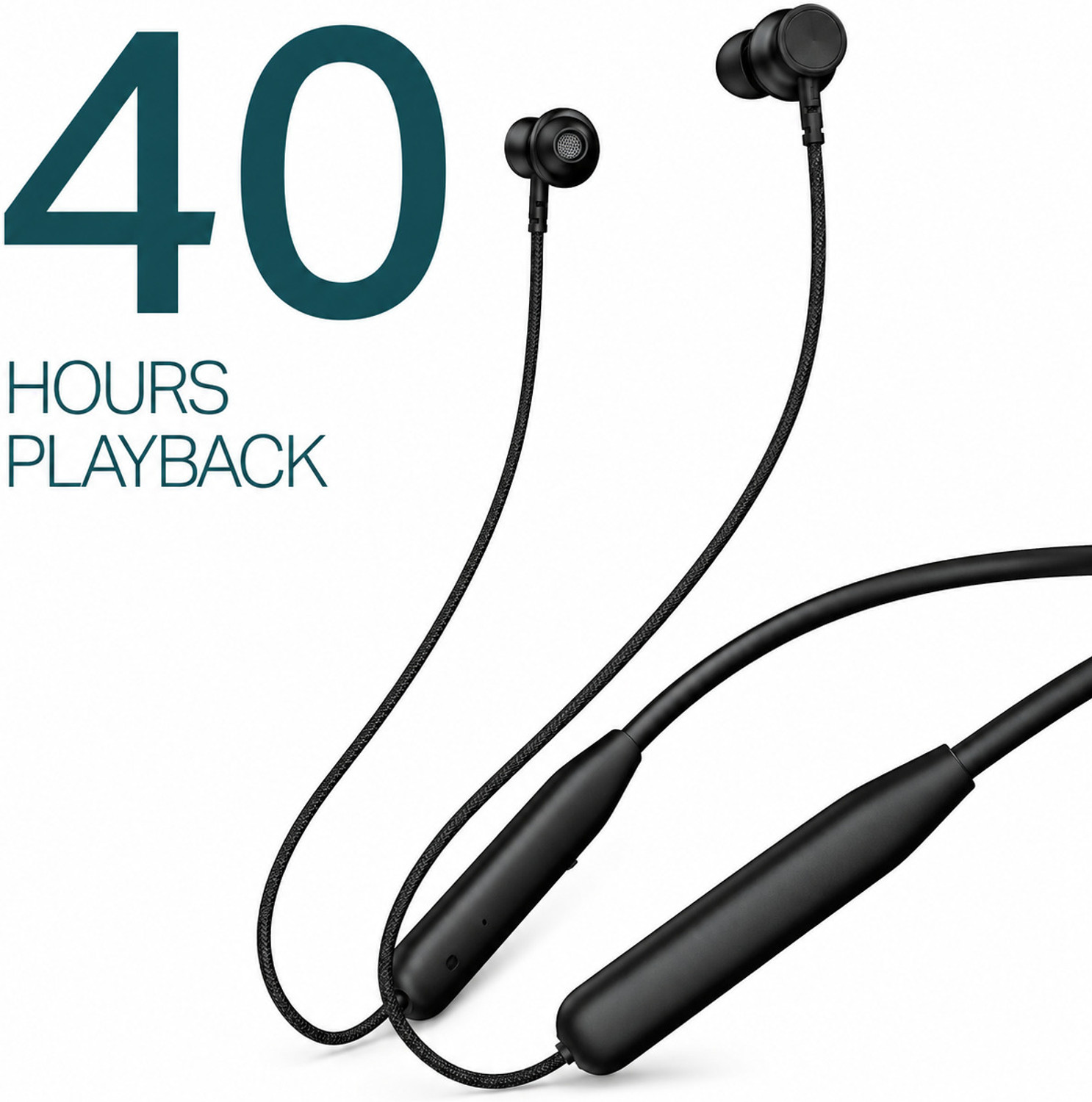 Image of Harvix Neckband for Boat Roc kerz 113 40hr Dual PAIRING Headphone Black Bluetooth