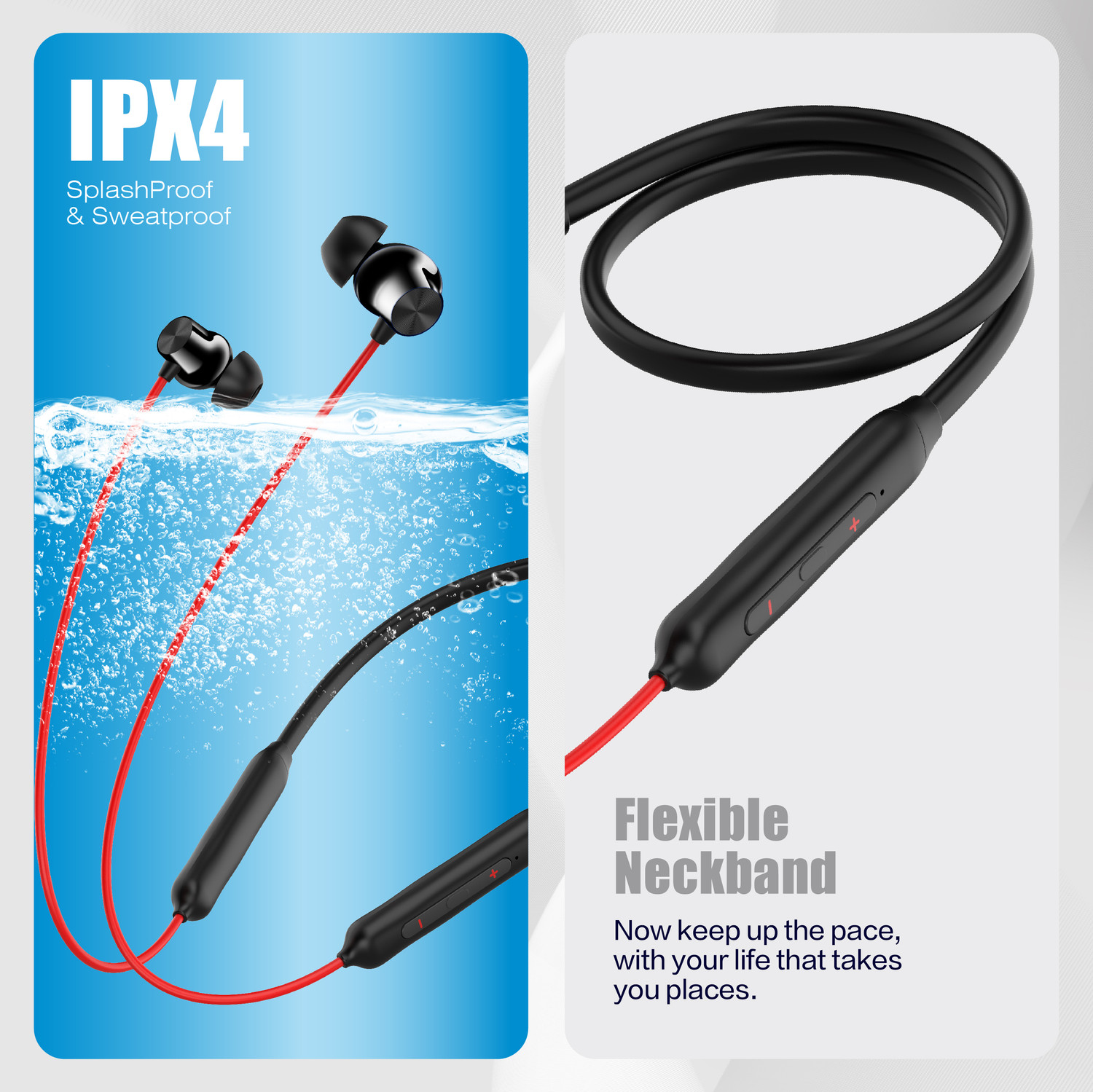 Image of TECHFIRE T60 Bullets Wireless Z Bass Edition Neckband headphone with 40 hr playtime Bluetooth