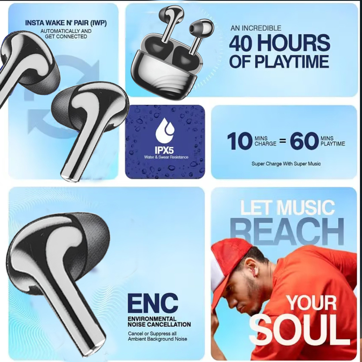 Image of CIHROX Earbuds CR-68pro with 40Hr Playback, 13mm Drivers, Rich Bass, Fast Charging-11 Bluetooth