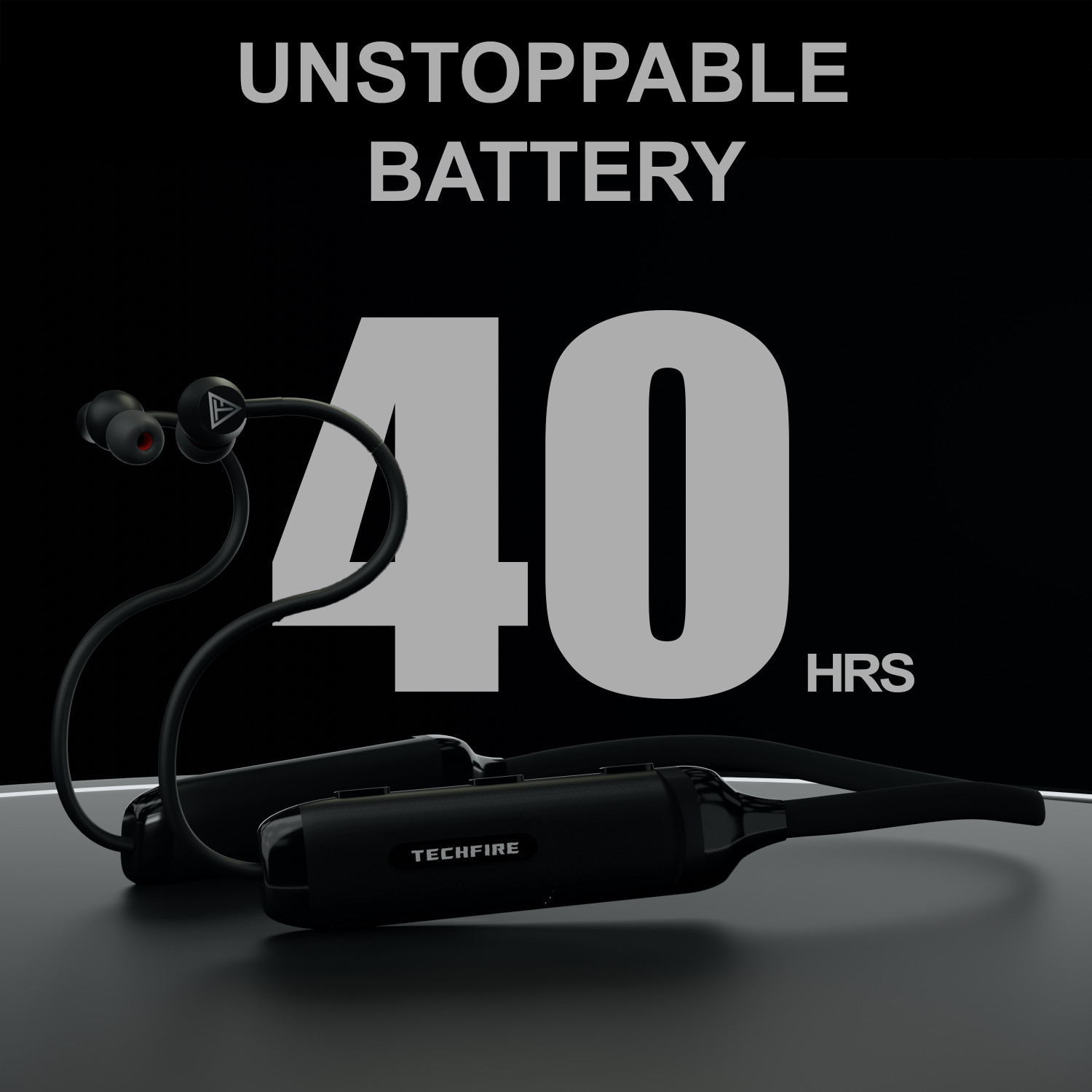 Image of TECHFIRE Wireless Neckband with FastCharge,40Hrs playtime, Earphones with mic Bluetooth