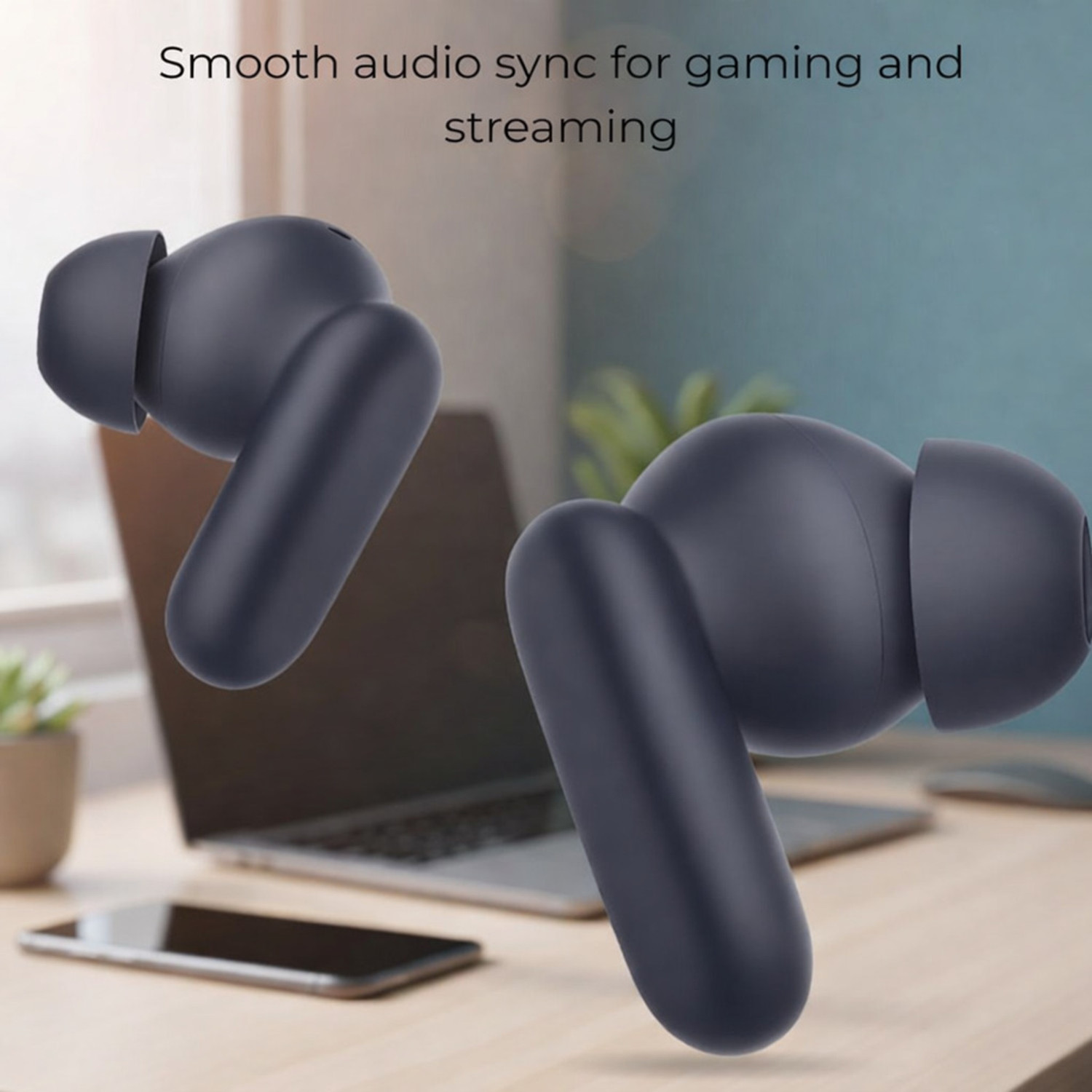 Image of Lynacz Original Compatible with One-Plus Nord Buds 2R Earbuds with Mic, AI Clear Call - (Black) Bluetooth