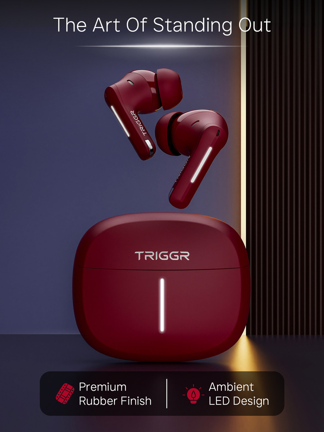 Image of TRIGGR Luma One with Dual Pairing, 4-Mic ENC, 50H Battery, Ambient LED, Rubber Grip Bluetooth